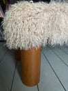 curvy cylindrical leg mongolian sheepskin footstool 