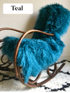 Teal Turquoise blue mongolian sheepskin throw rug 