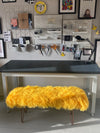 mustard mongolian sheepskin EXTRA LARGE bench with hairpin legs