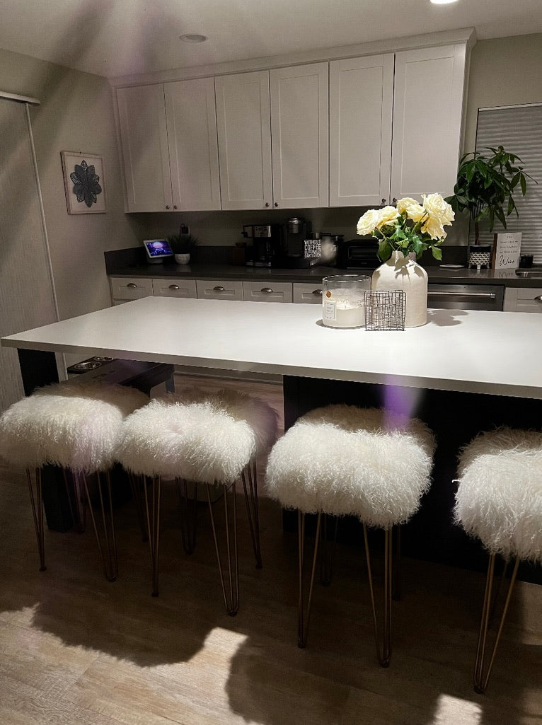 Bar stools sheepskin upholstery 