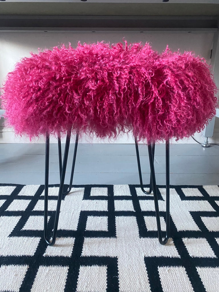 square mongolian console stool