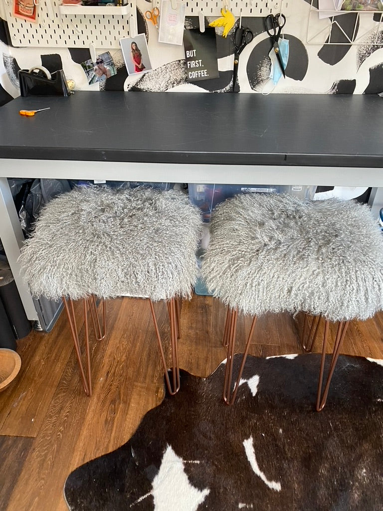 Bar stools sheepskin upholstery 