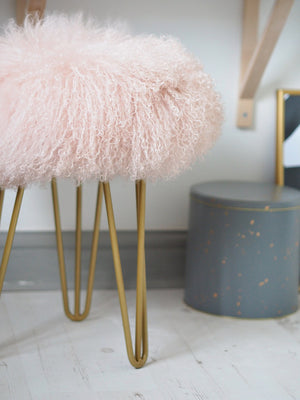 mongolian sheepskin console stool