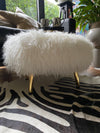 round footstool mongolian sheepkin brass legs