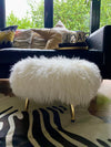 round footstool mongolian sheepkin brass legs