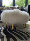 round footstool mongolian sheepkin brass legs