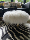 round footstool mongolian sheepkin brass legs