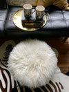 round footstool mongolian sheepkin brass legs