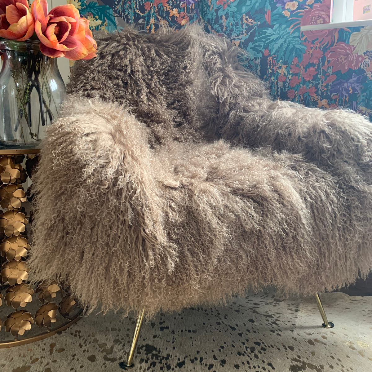 caramel taupe mongolian sheepskin throw 