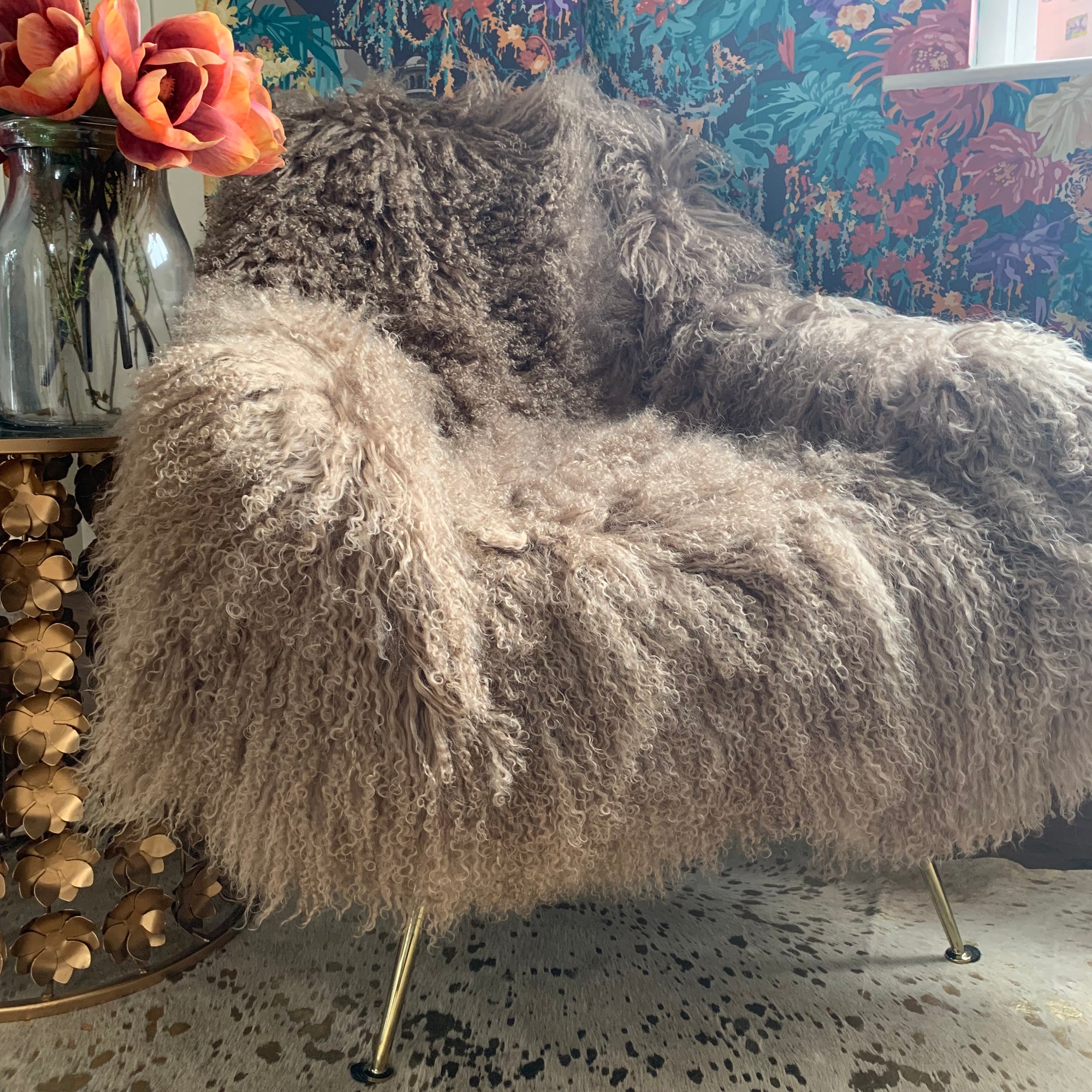 caramel taupe mongolian sheepskin throw 