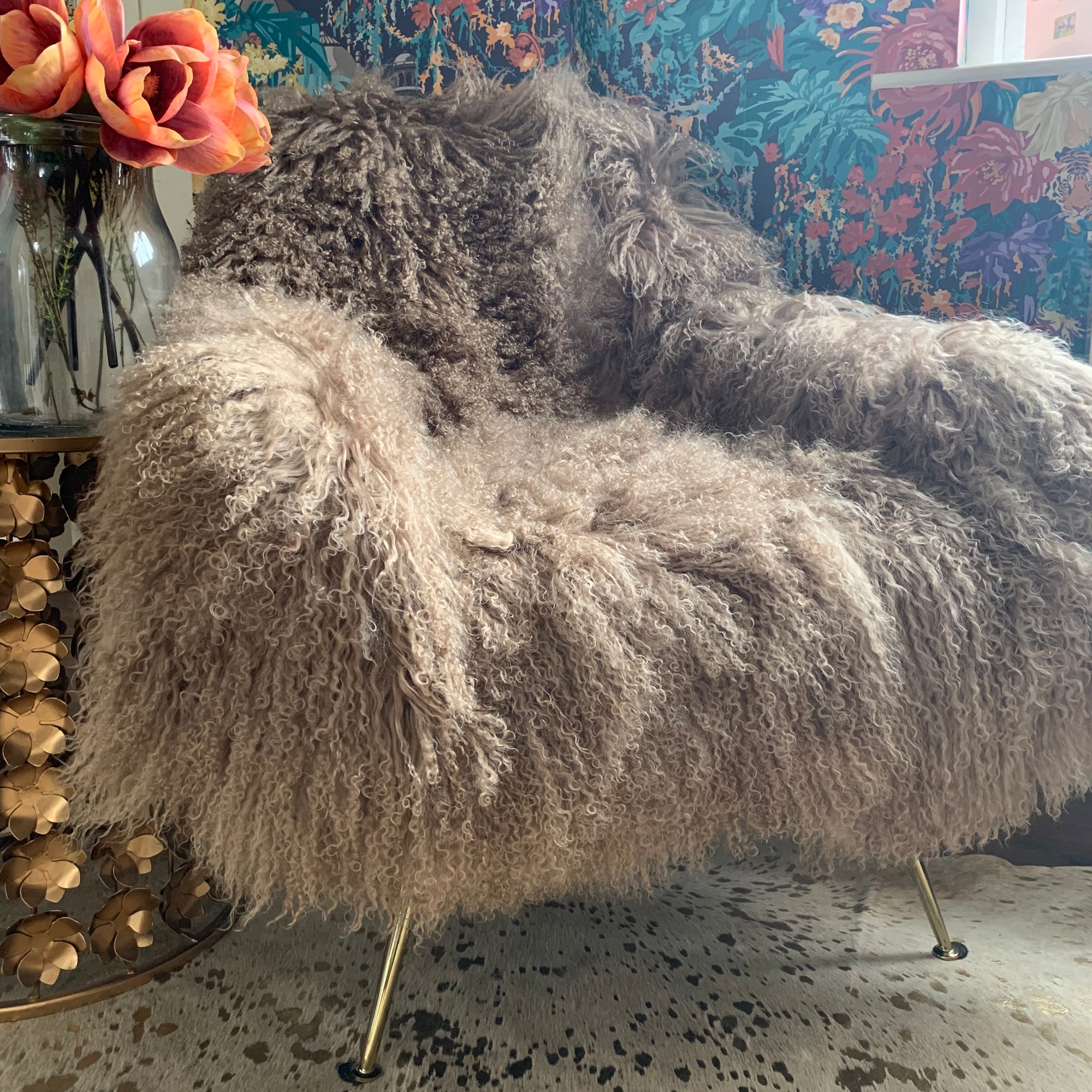 caramel taupe mongolian sheepskin throw 