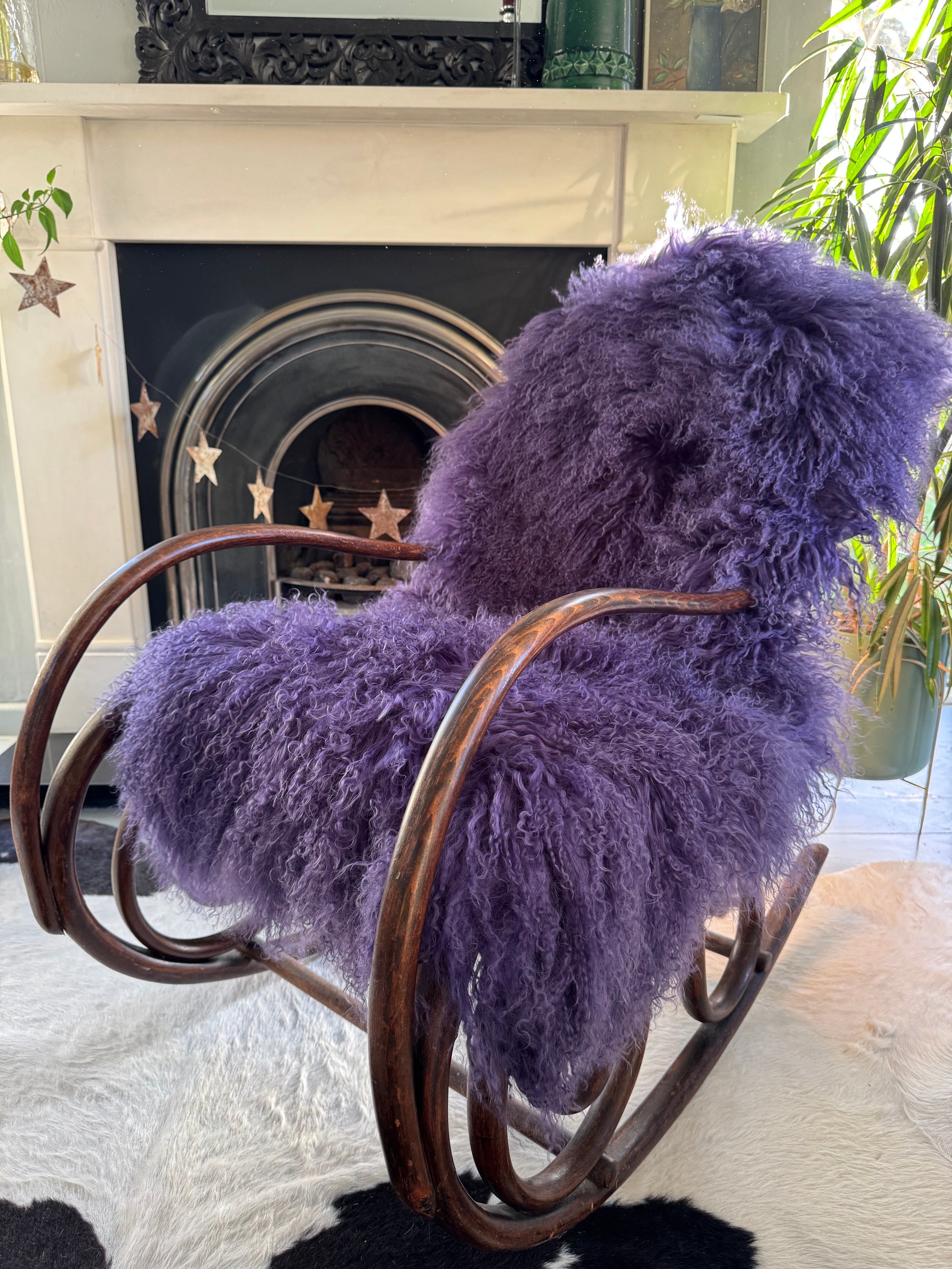 Violet Mongolian Sheepskin Throw
