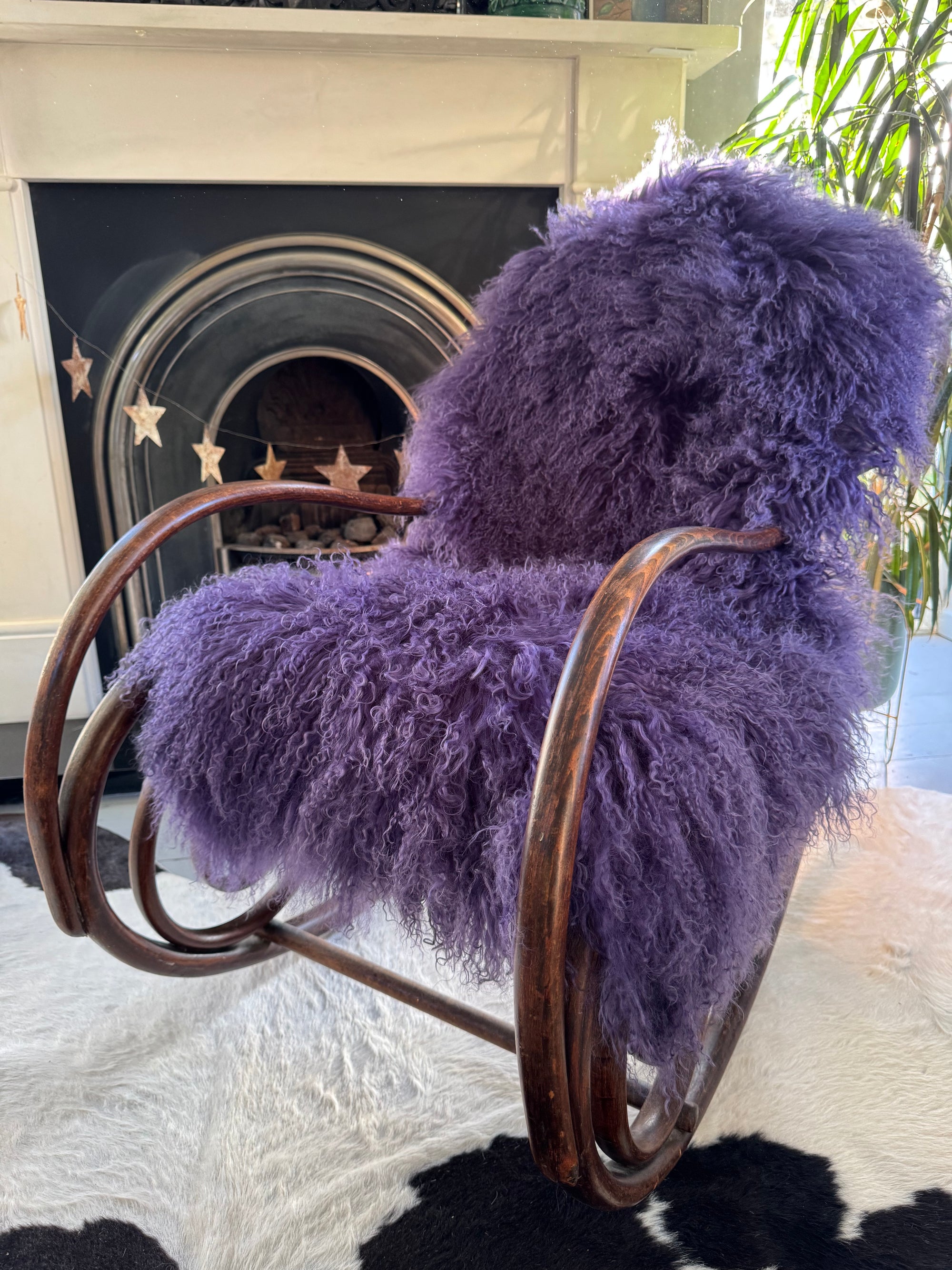 Violet Mongolian Sheepskin Throw