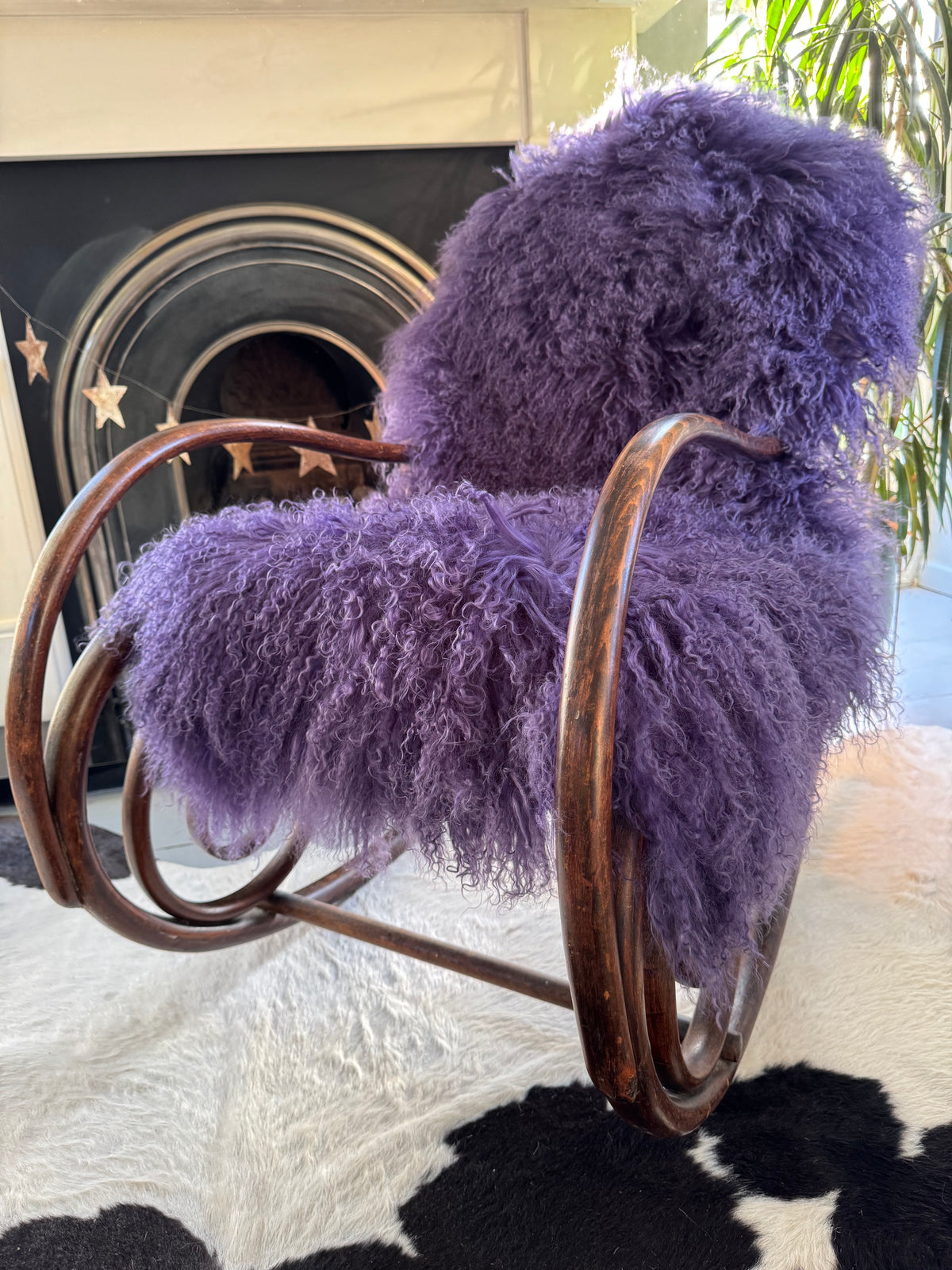 Violet Mongolian Sheepskin Throw