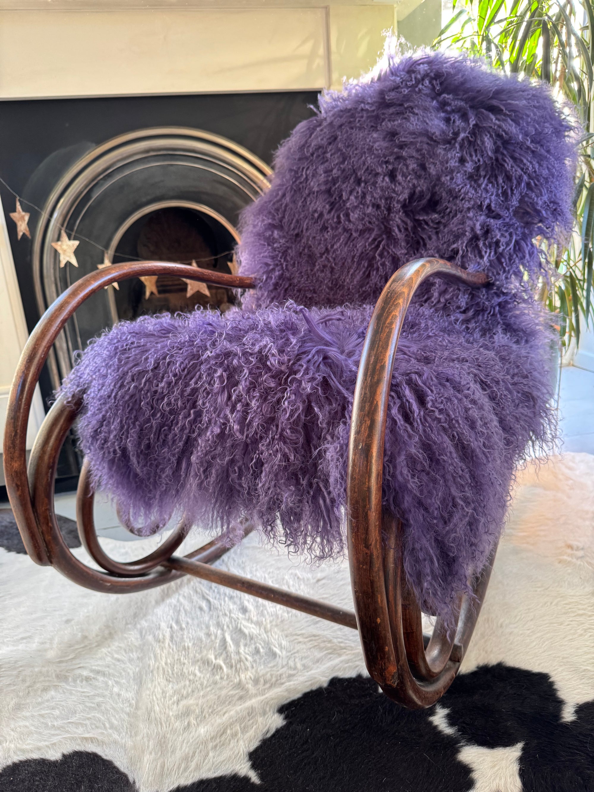 Violet Mongolian Sheepskin Throw