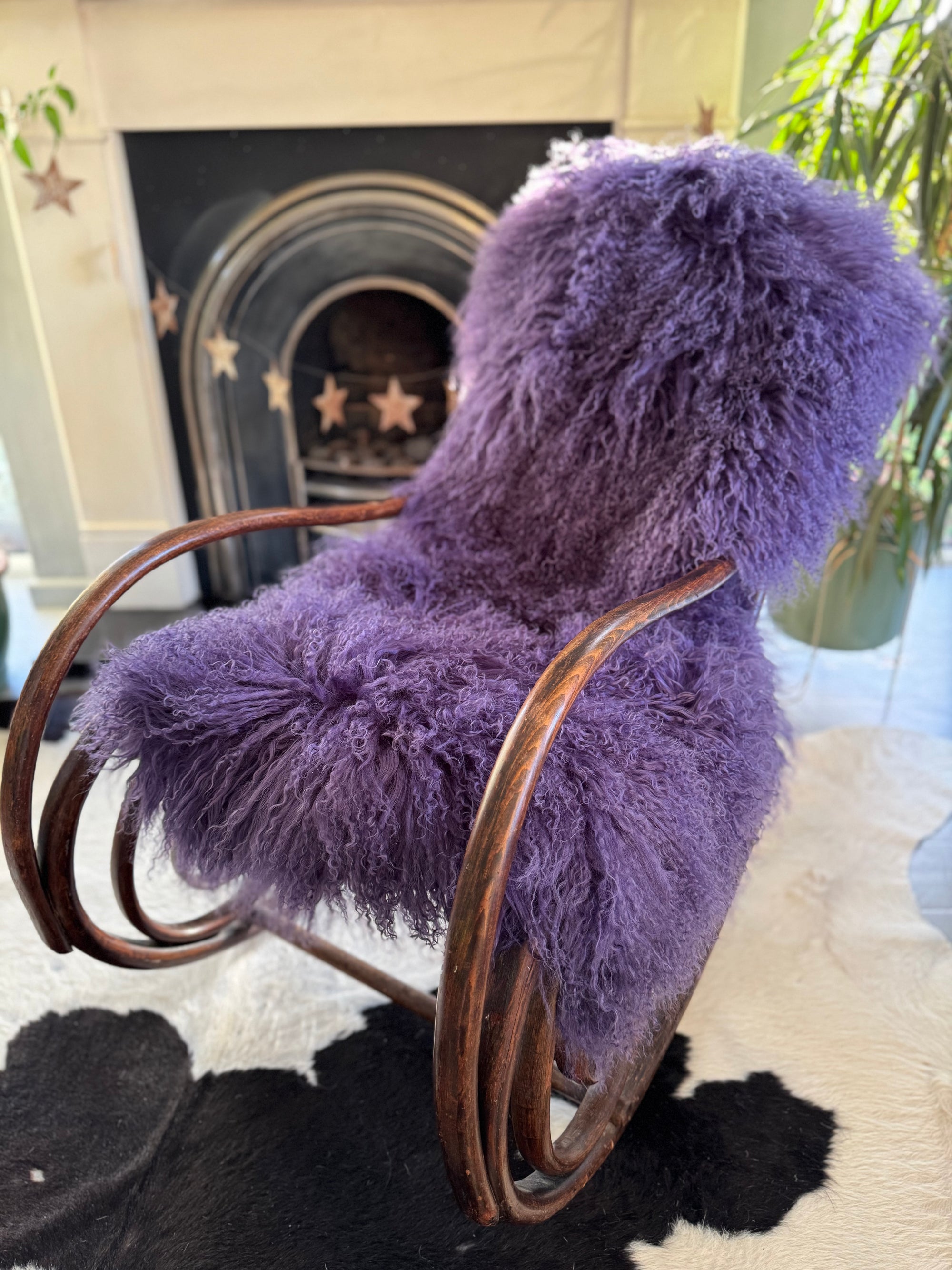 Violet Mongolian Sheepskin Throw