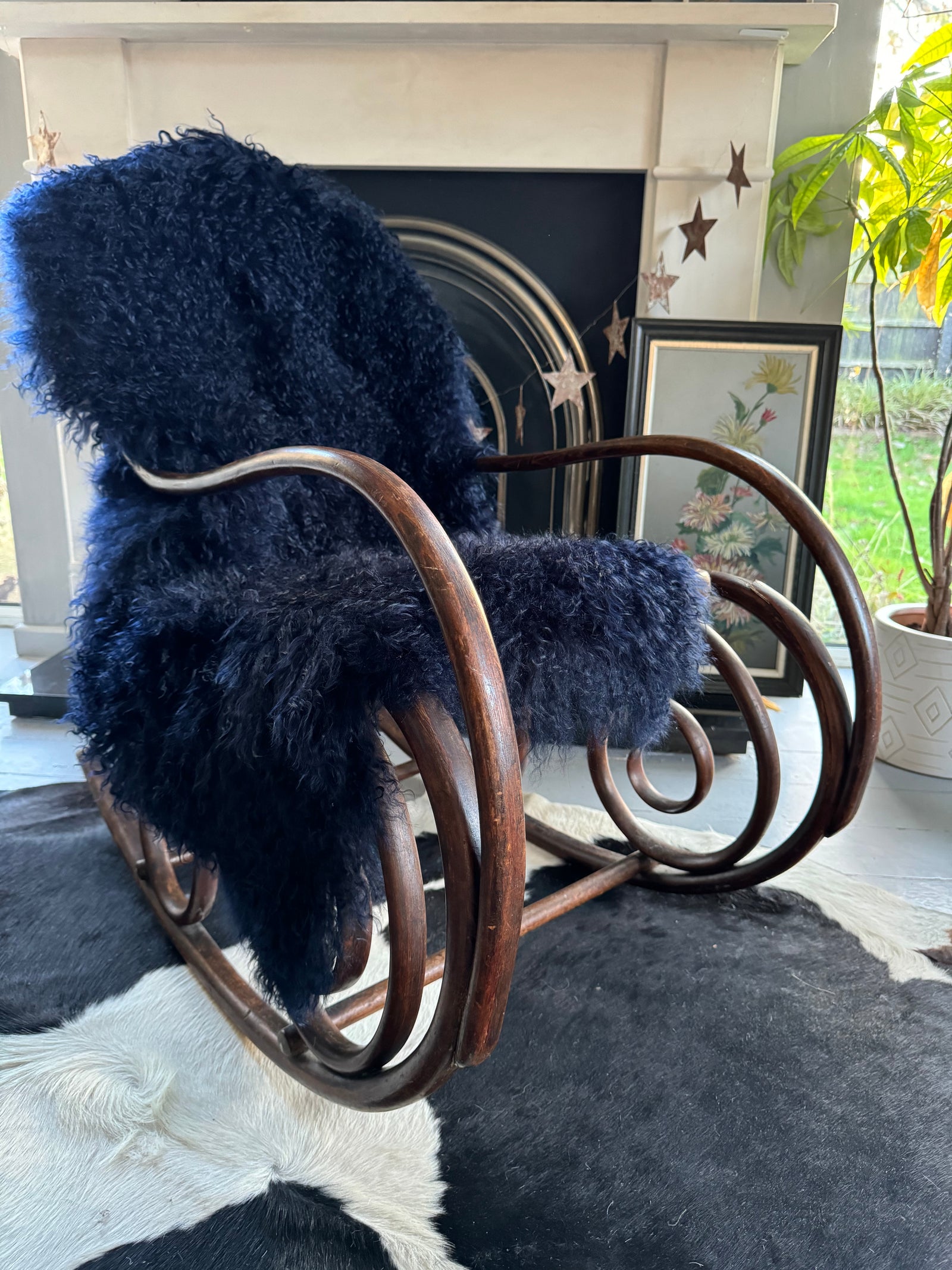 dark blue mongolian sheepskin 