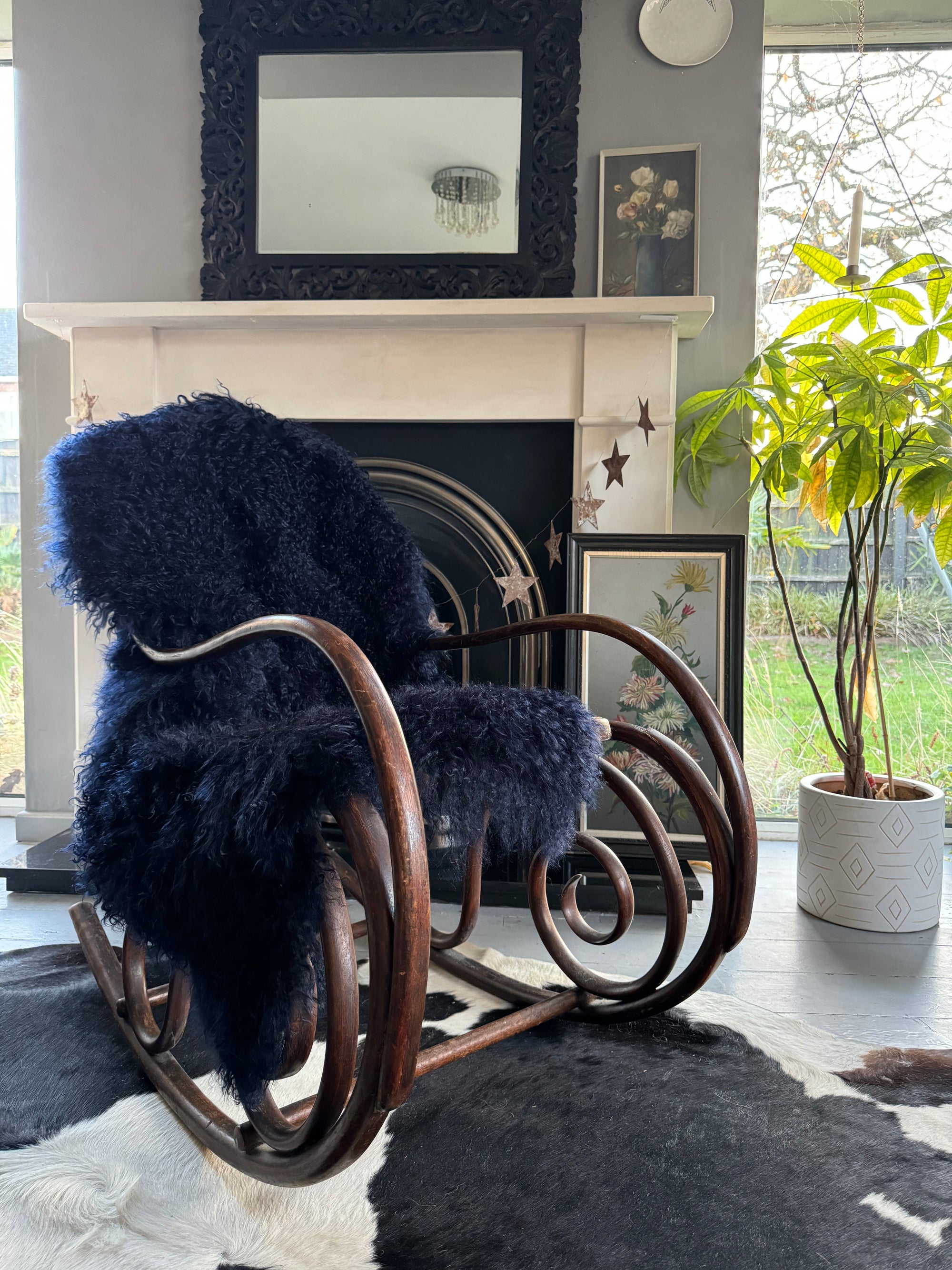 dark blue mongolian sheepskin