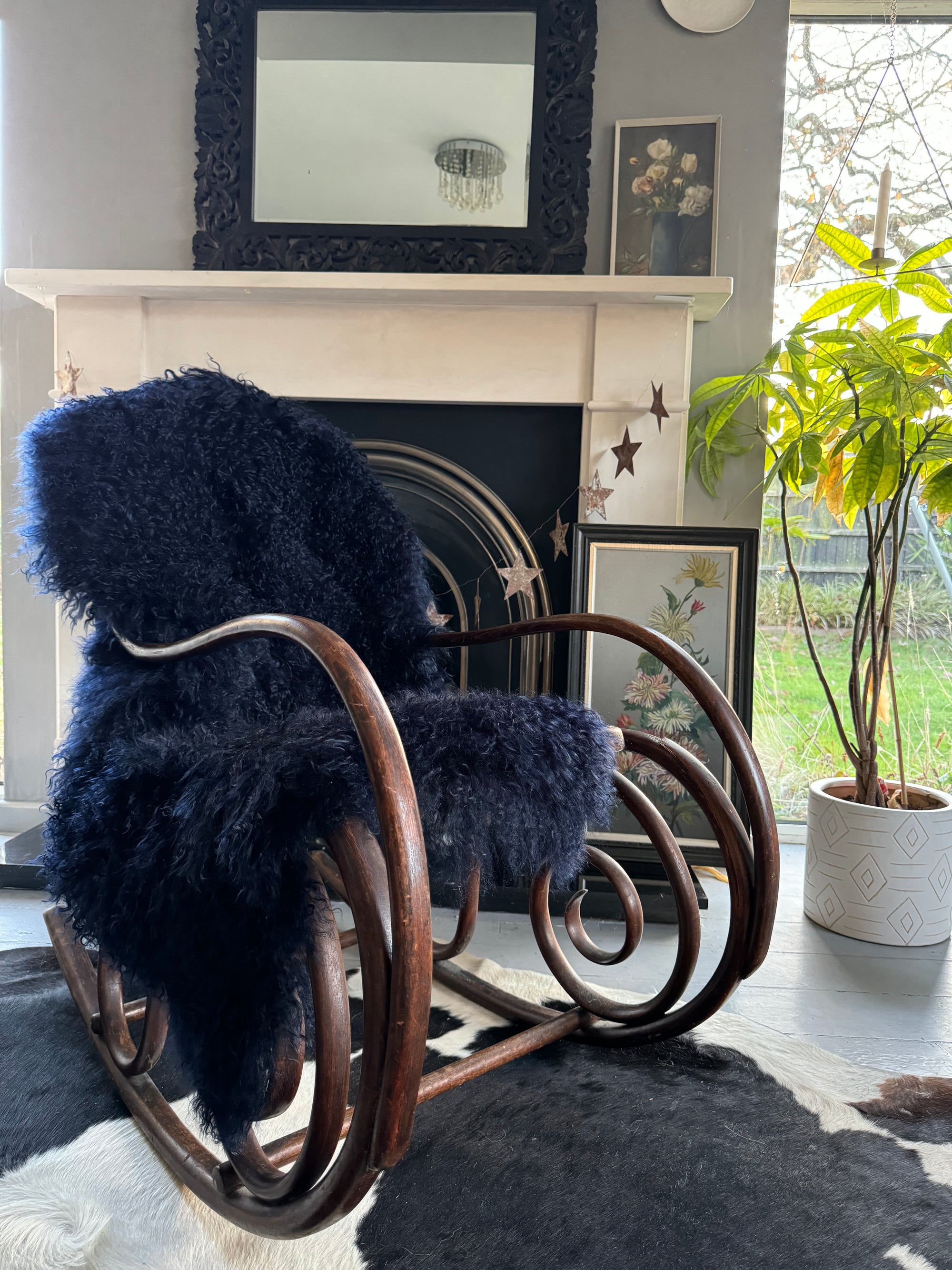 dark blue mongolian sheepskin