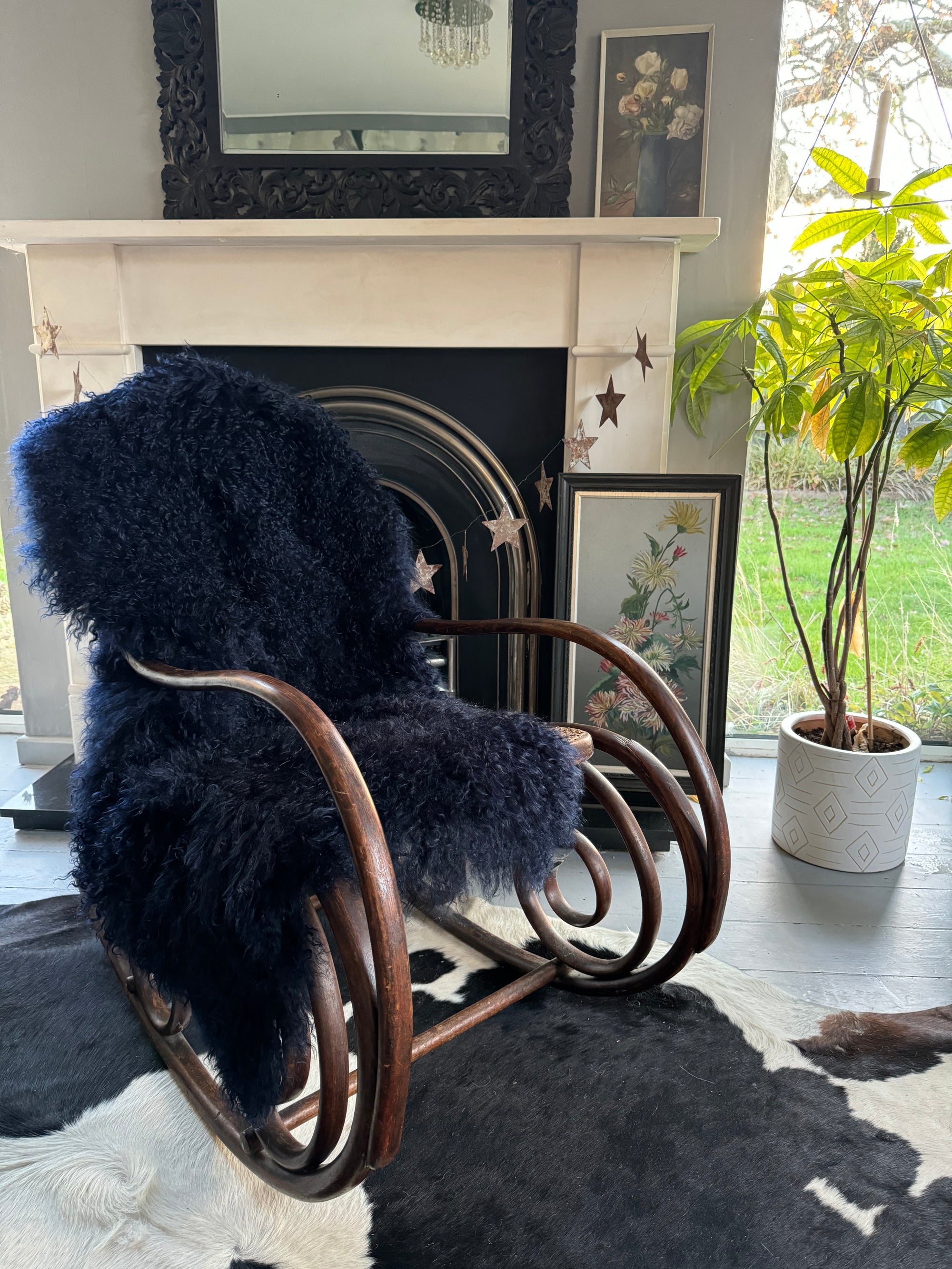 dark blue mongolian sheepskin