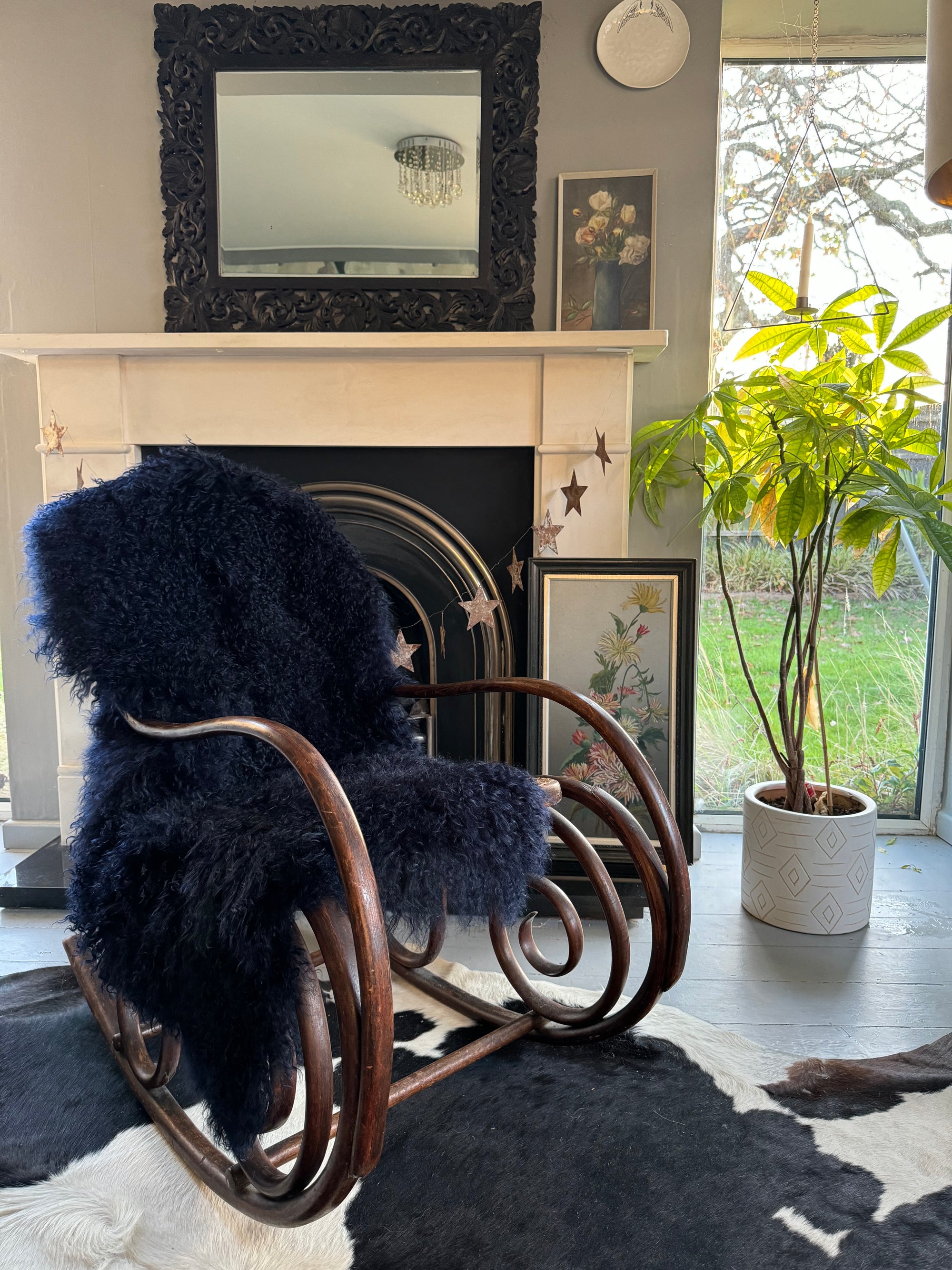 dark blue mongolian sheepskin