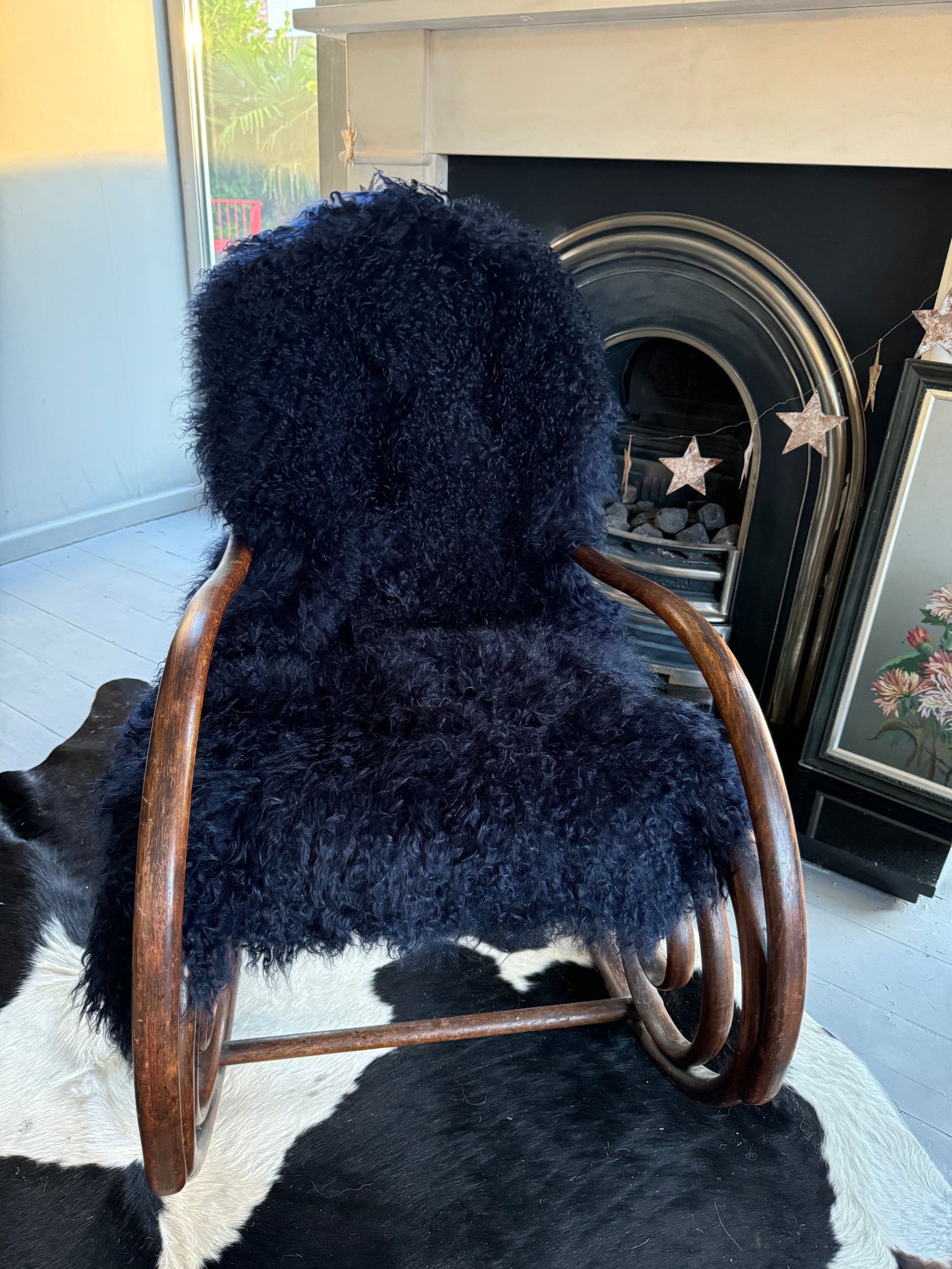 dark blue mongolian sheepskin