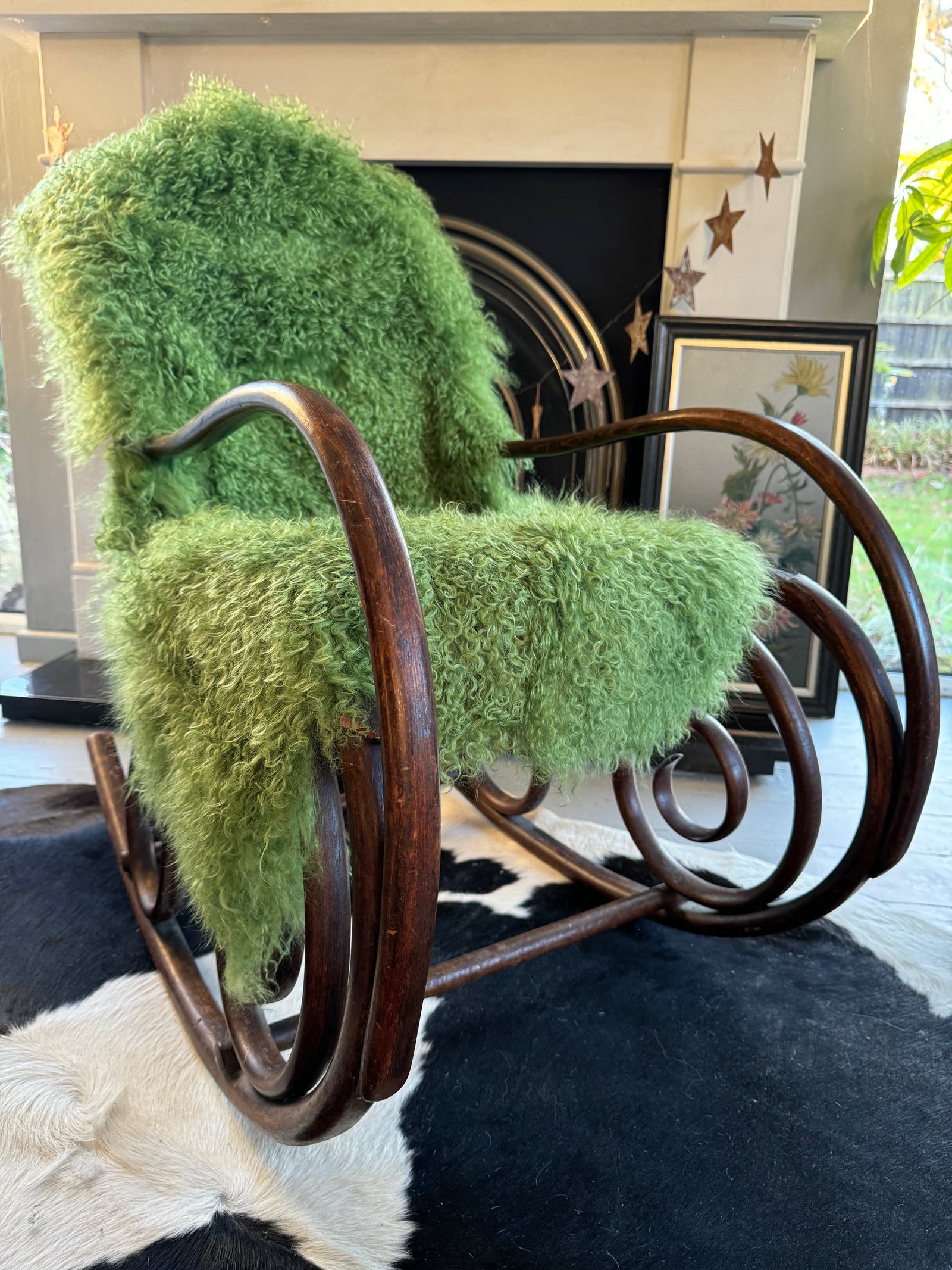 green mongolian sheepskin