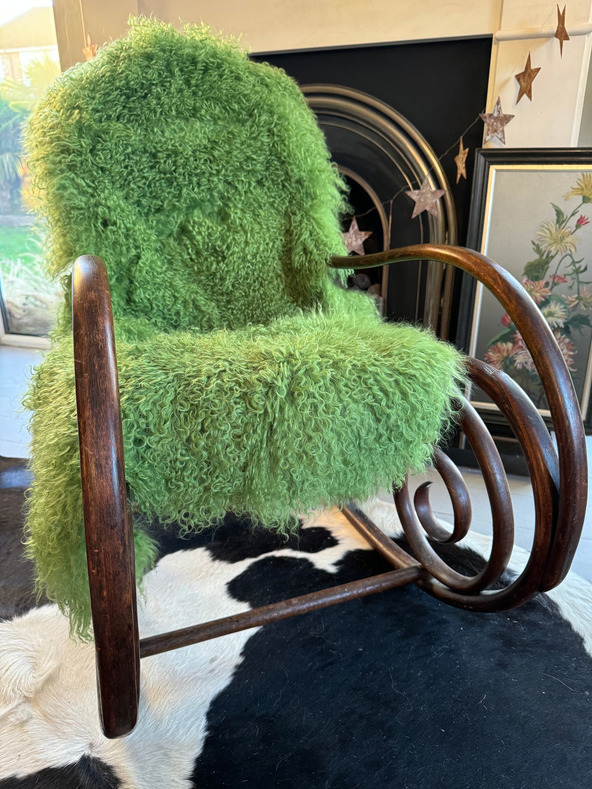 green mongolian sheepskin
