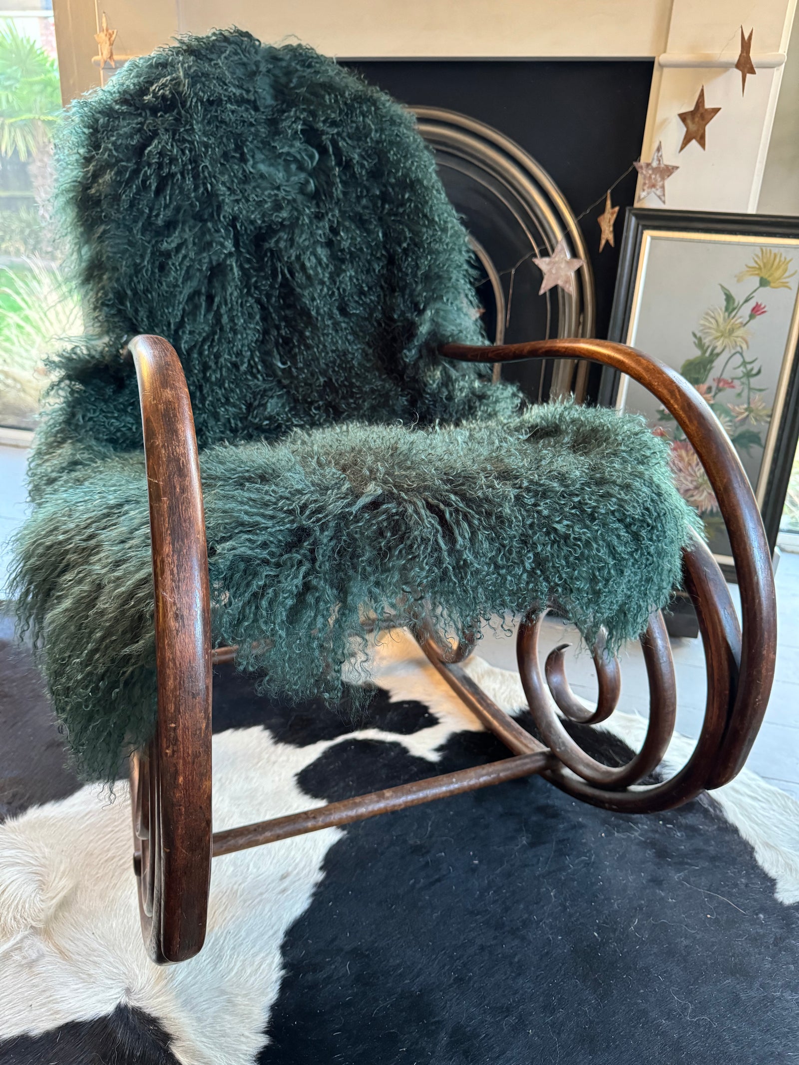 dark green mongolian sheepskin throw 