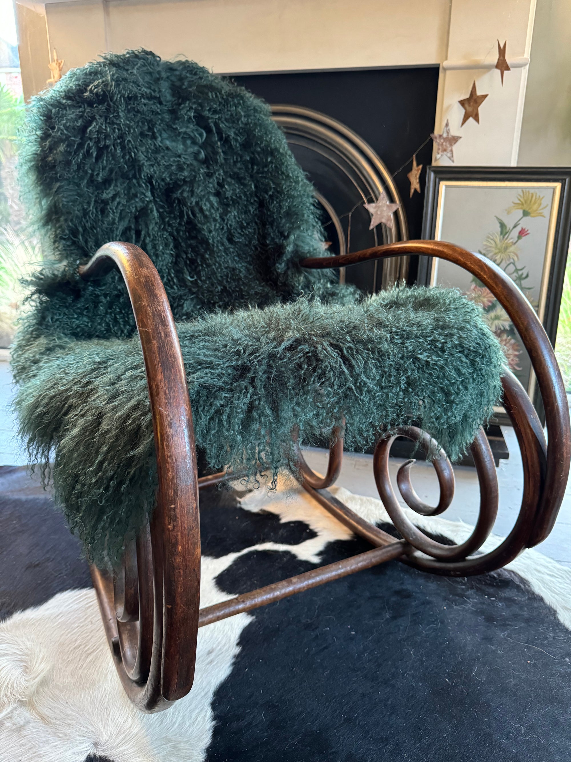 dark green mongolian sheepskin throw 