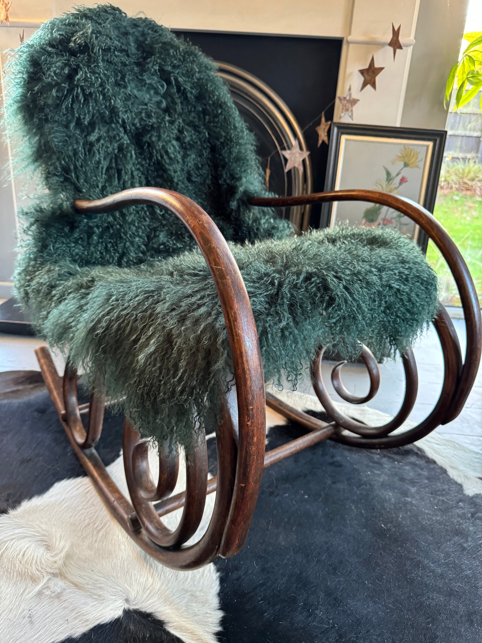 dark green mongolian sheepskin throw 