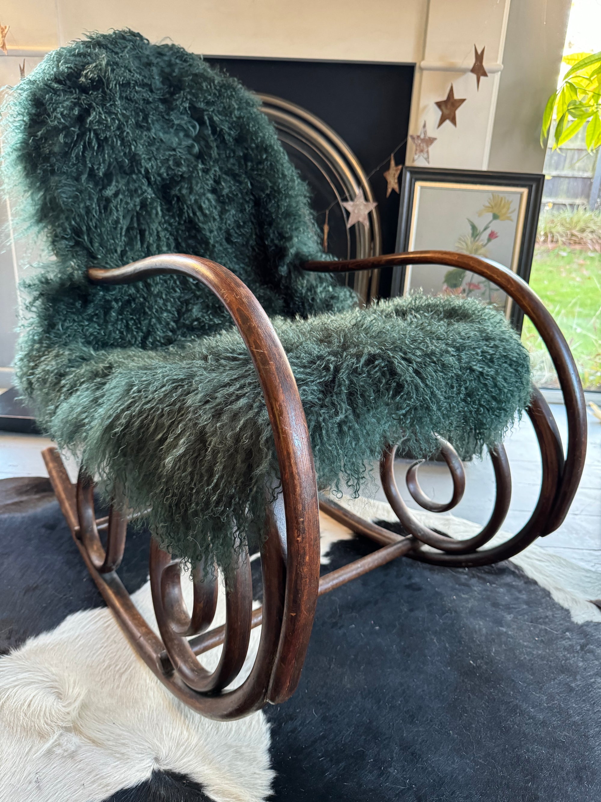 dark green mongolian sheepskin throw 