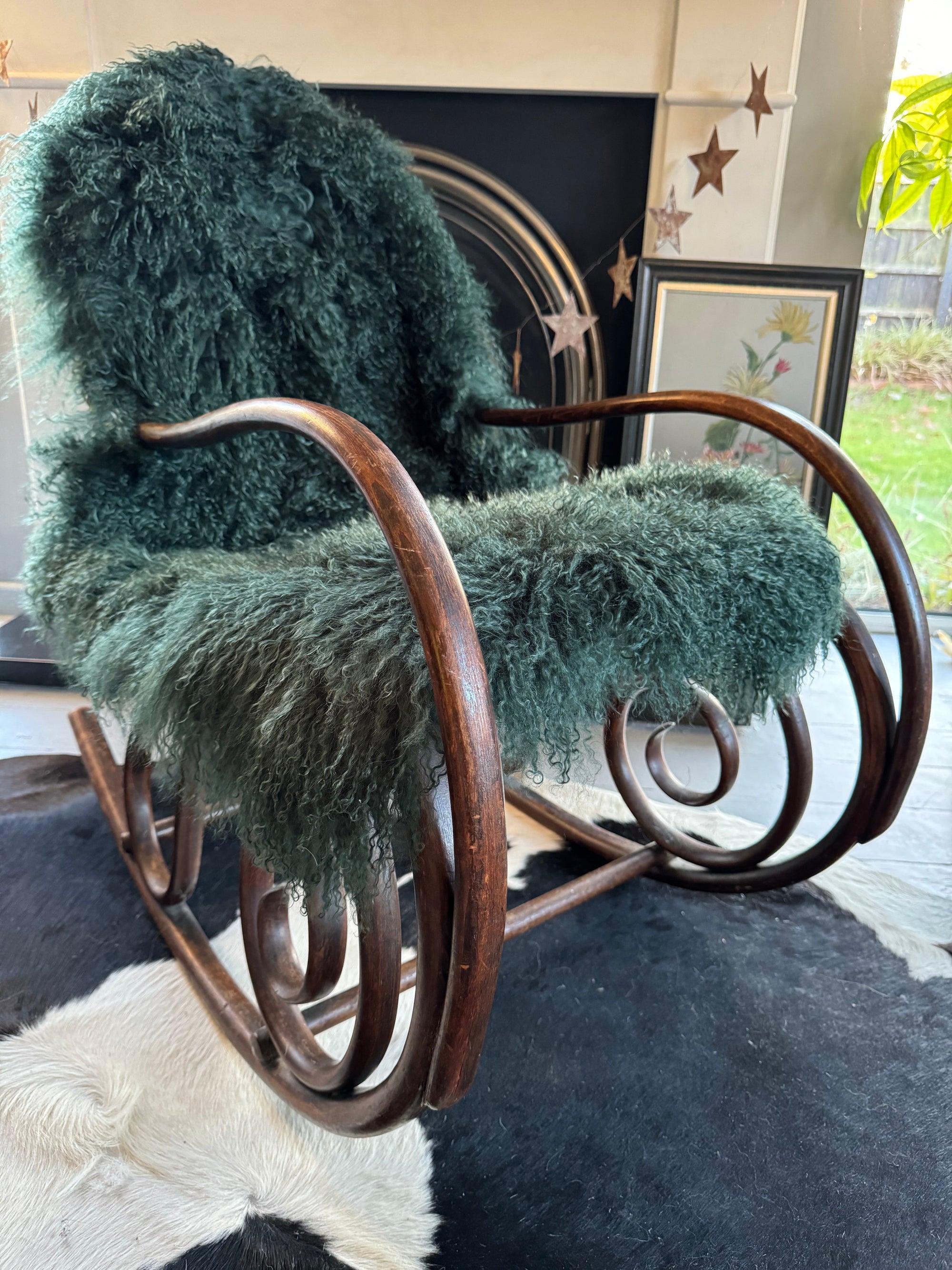dark green mongolian sheepskin throw 