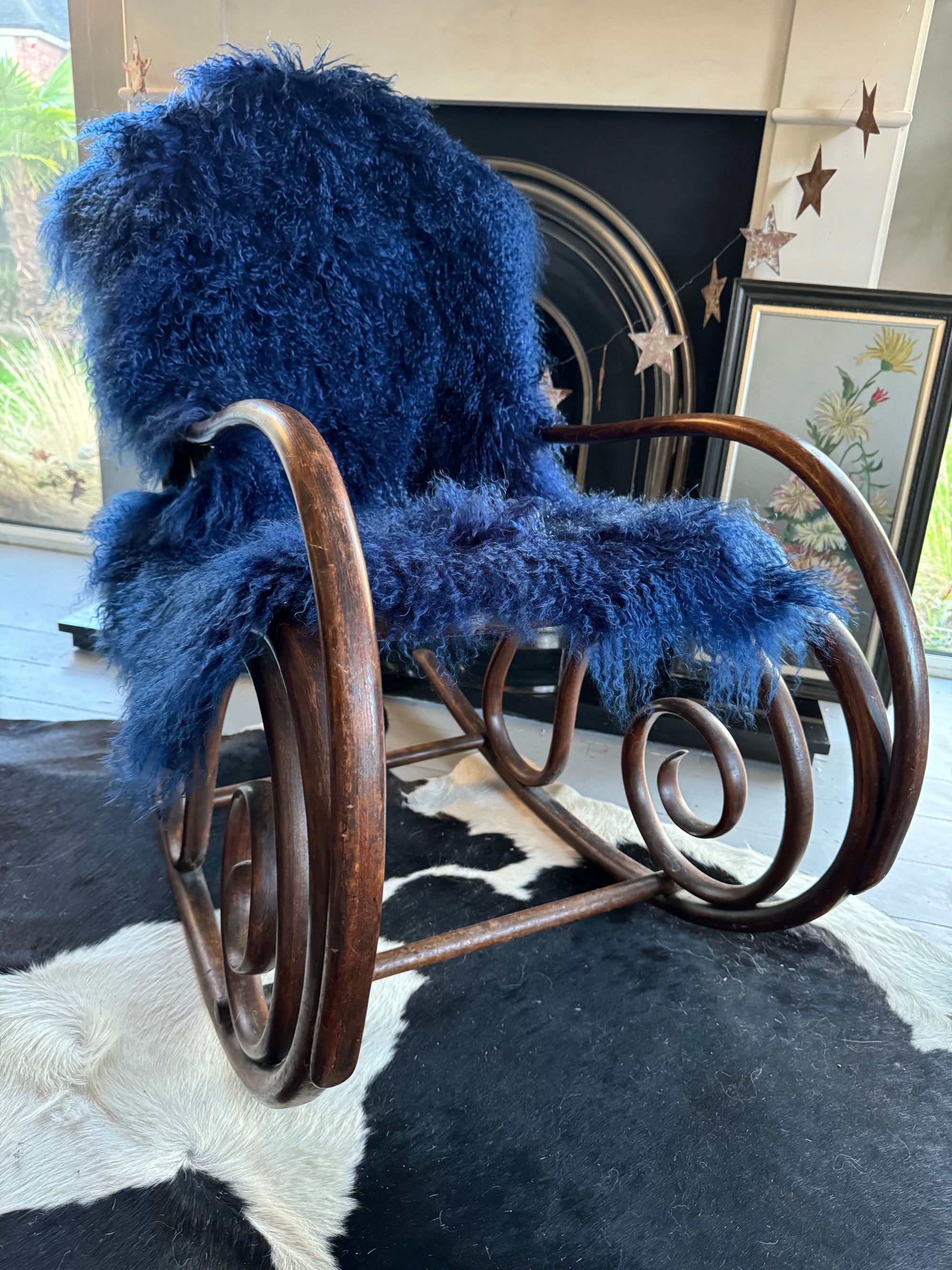 Classic Blue Mongolian Sheepskin Throw