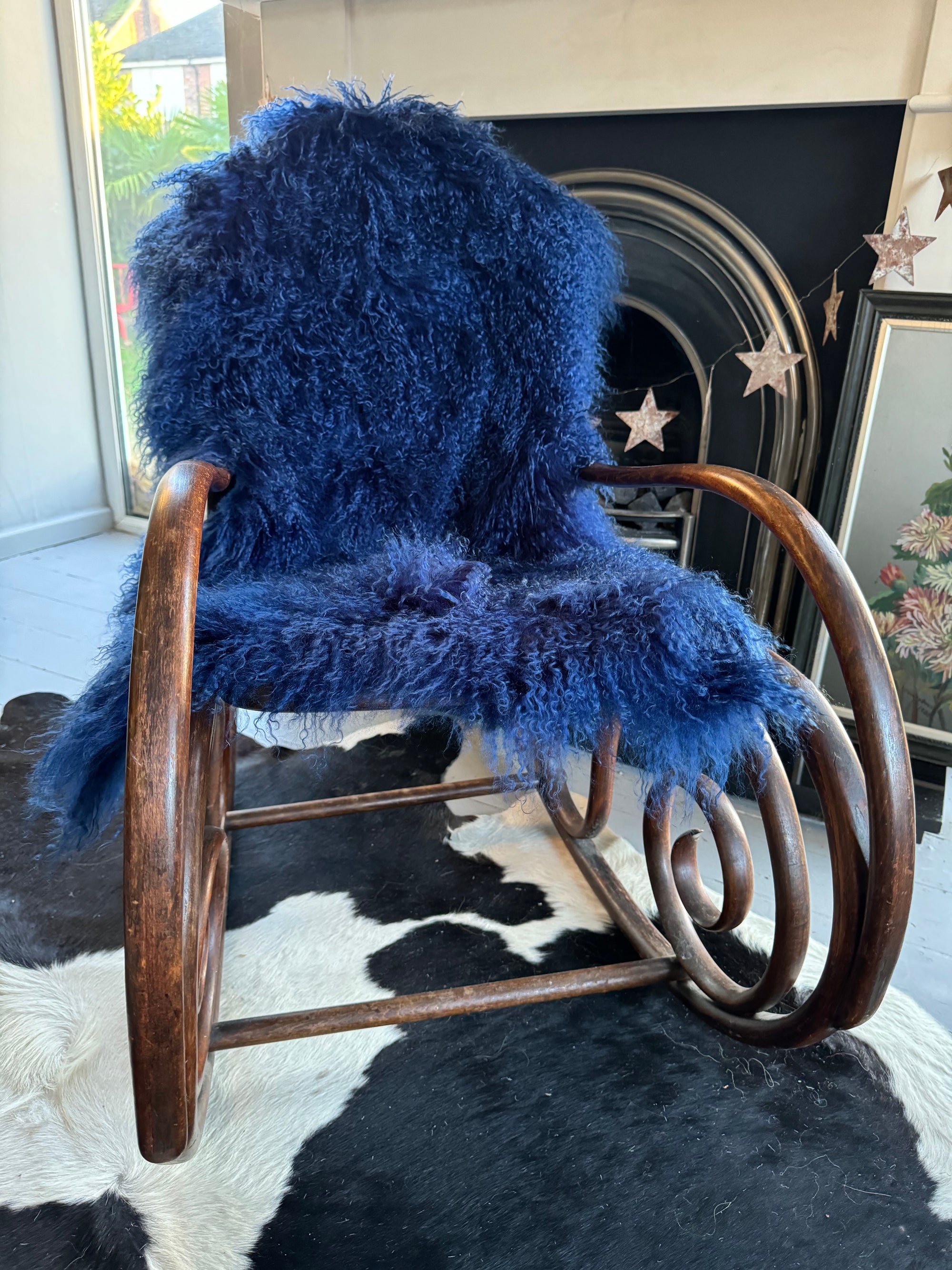 dark blue Mongolian Sheepskin throw / rug