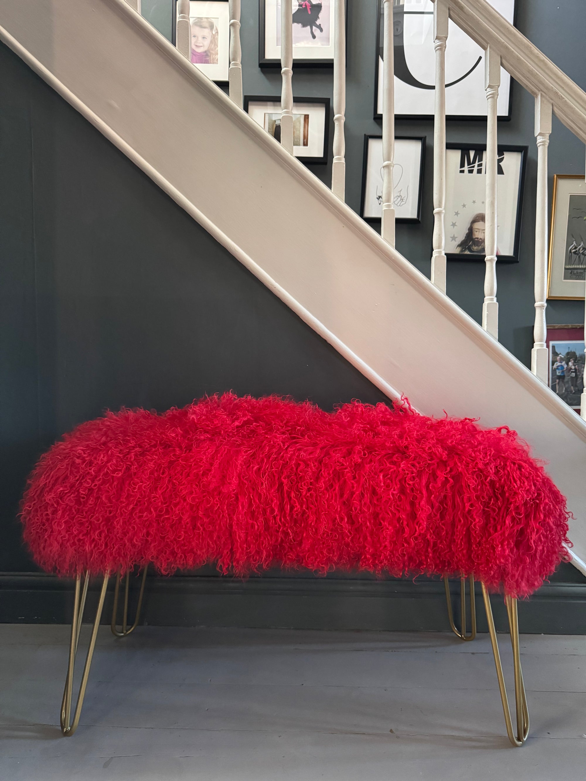 CHERRY RED Mongolian Bench