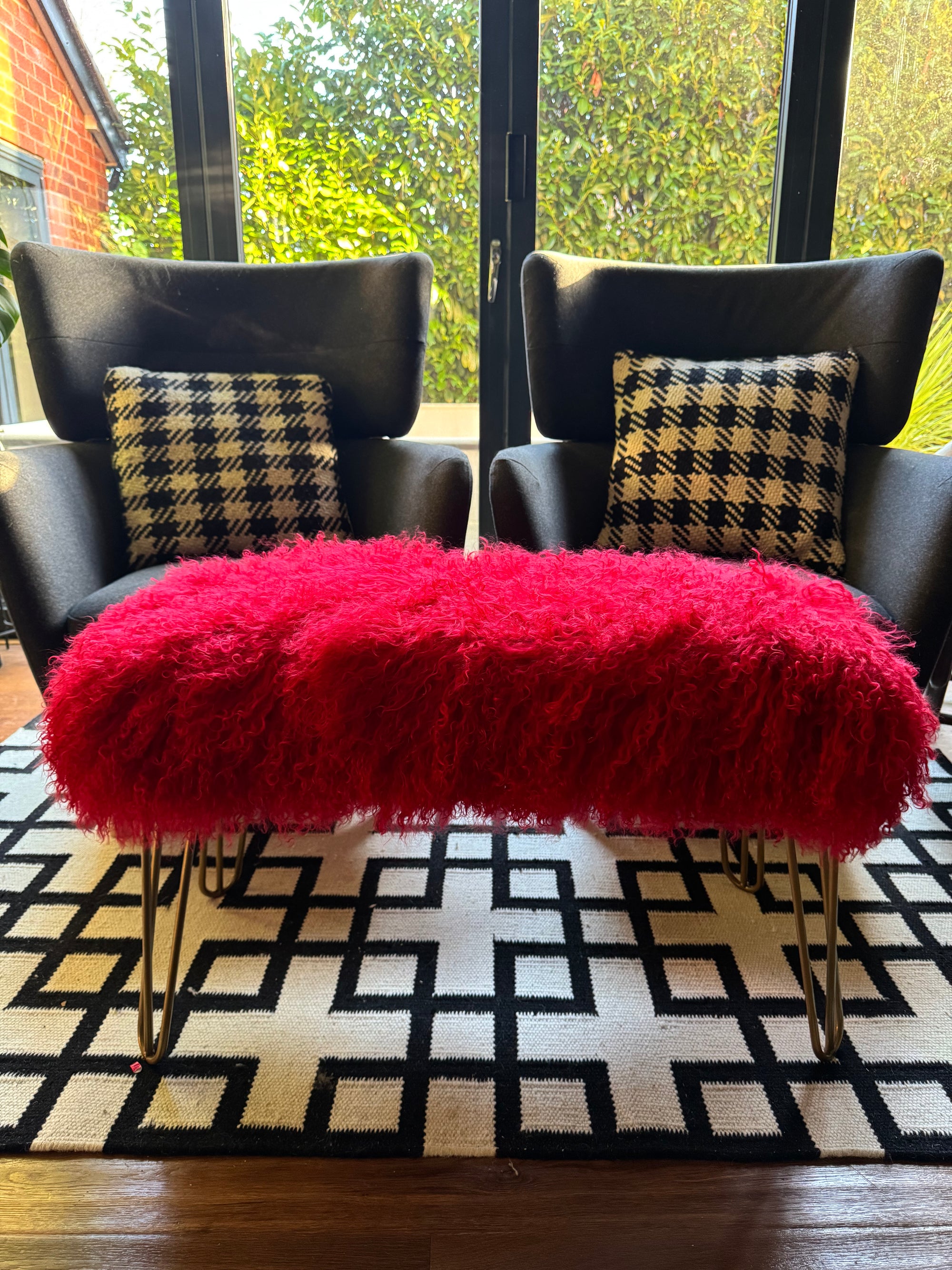CHERRY RED Mongolian Bench