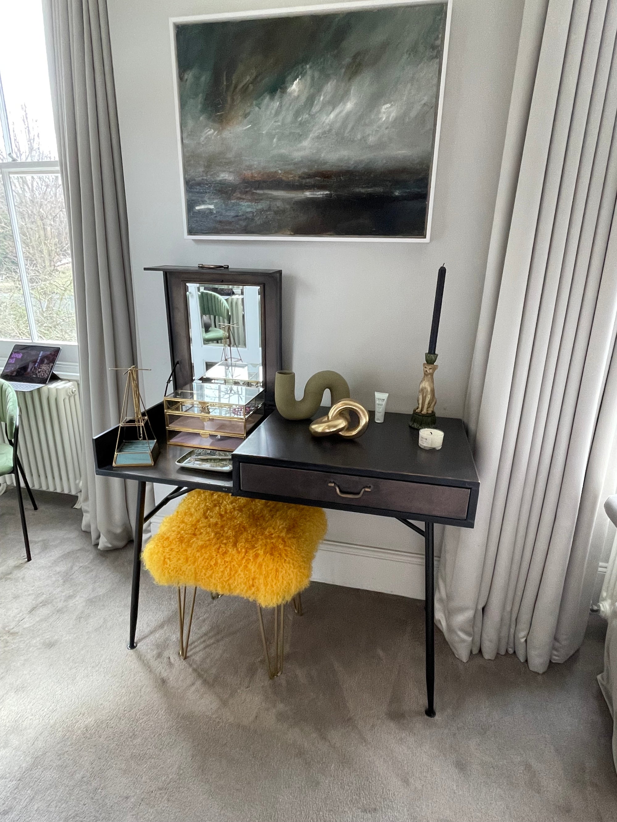 Almost square Mongolian console stool 