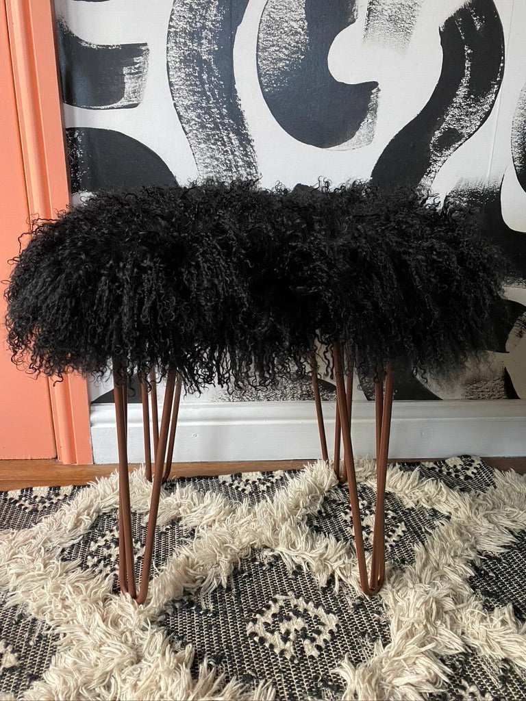 square mongolian console stool