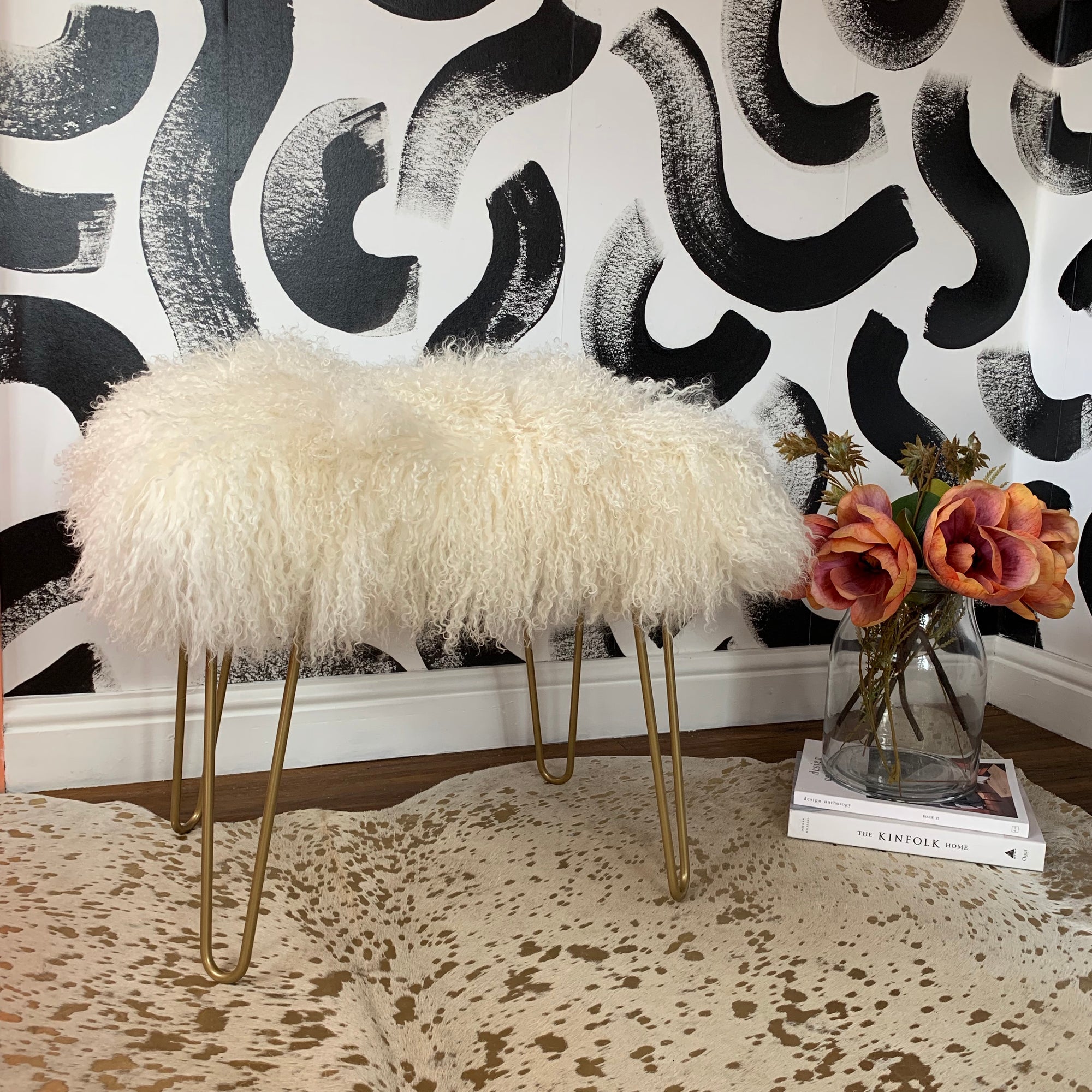 almost square mongolian console stool 