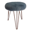 Serenity faux fur stool with copper hairpin legs