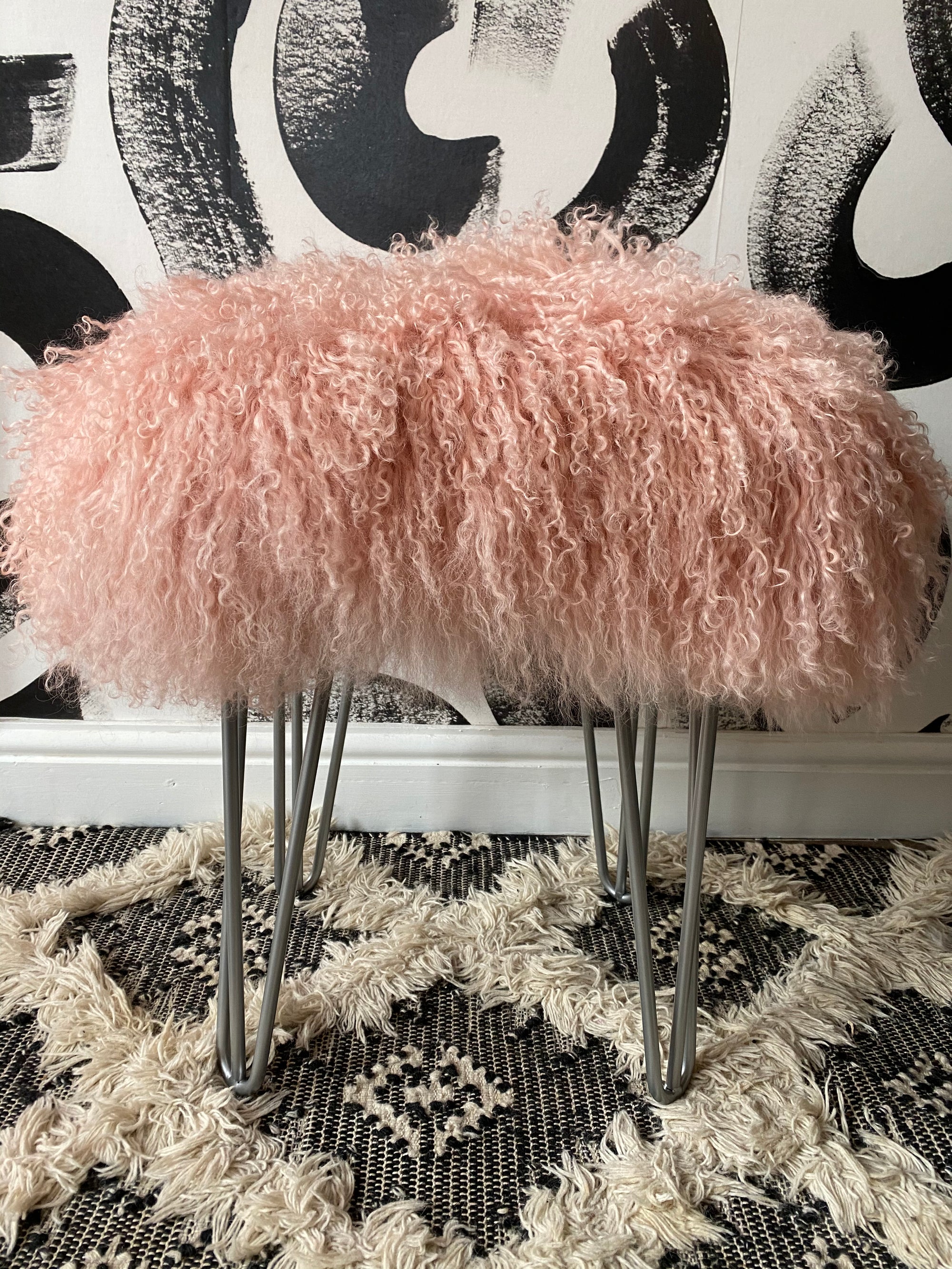 square mongolian console stool