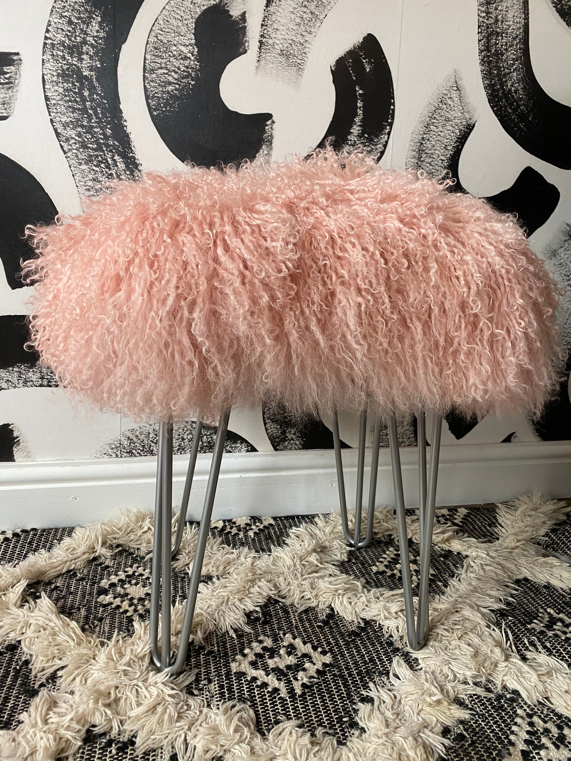 square mongolian console stool