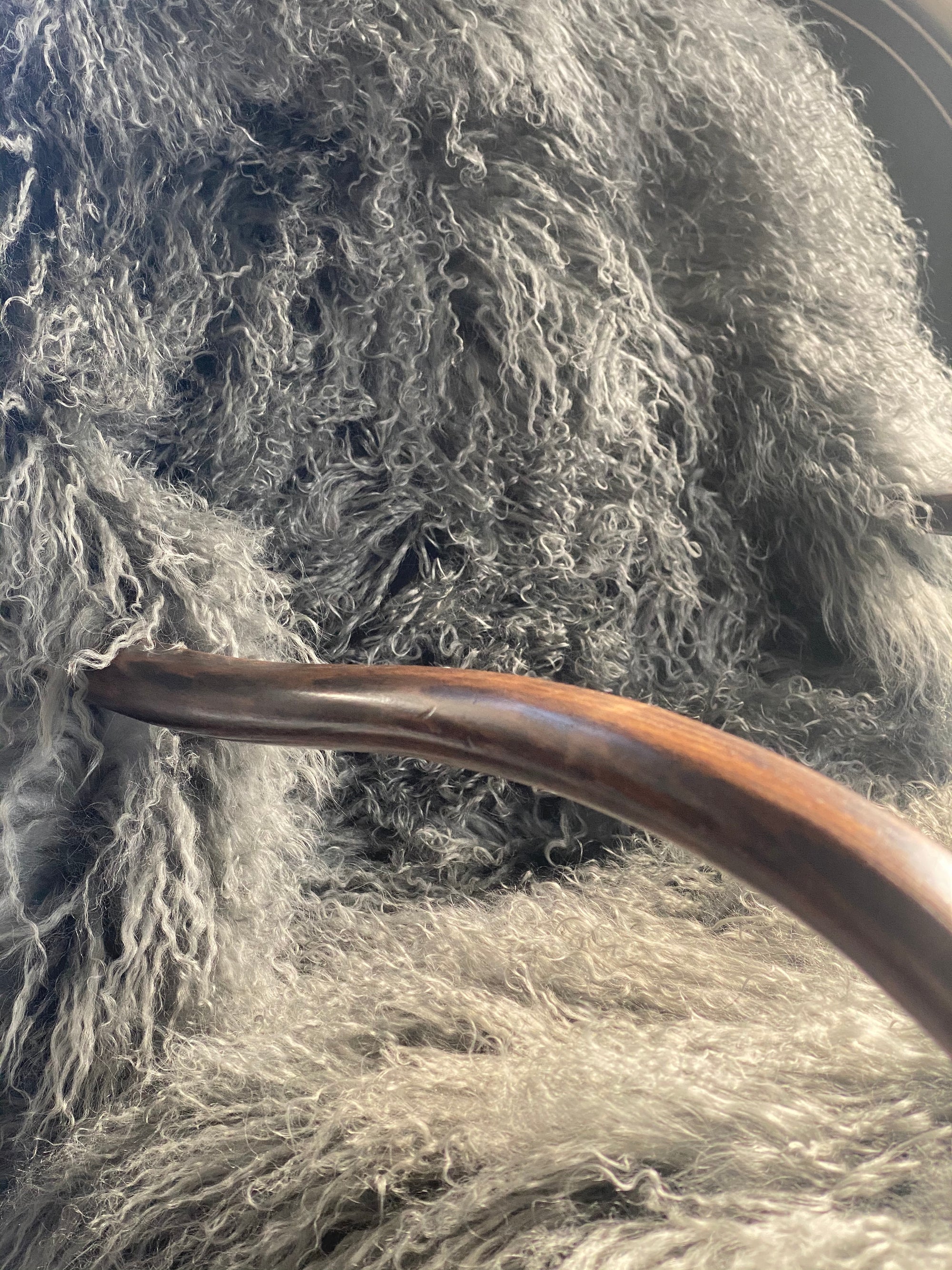 grey mongolian Sheepskin rug throw sheet