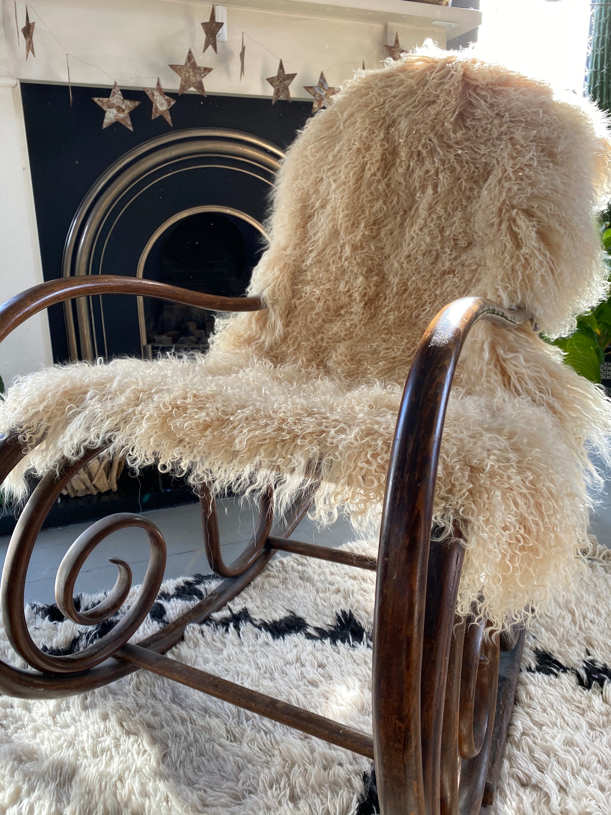 Oatmeal cream beige Mongolian Sheepskin throw sheet rug