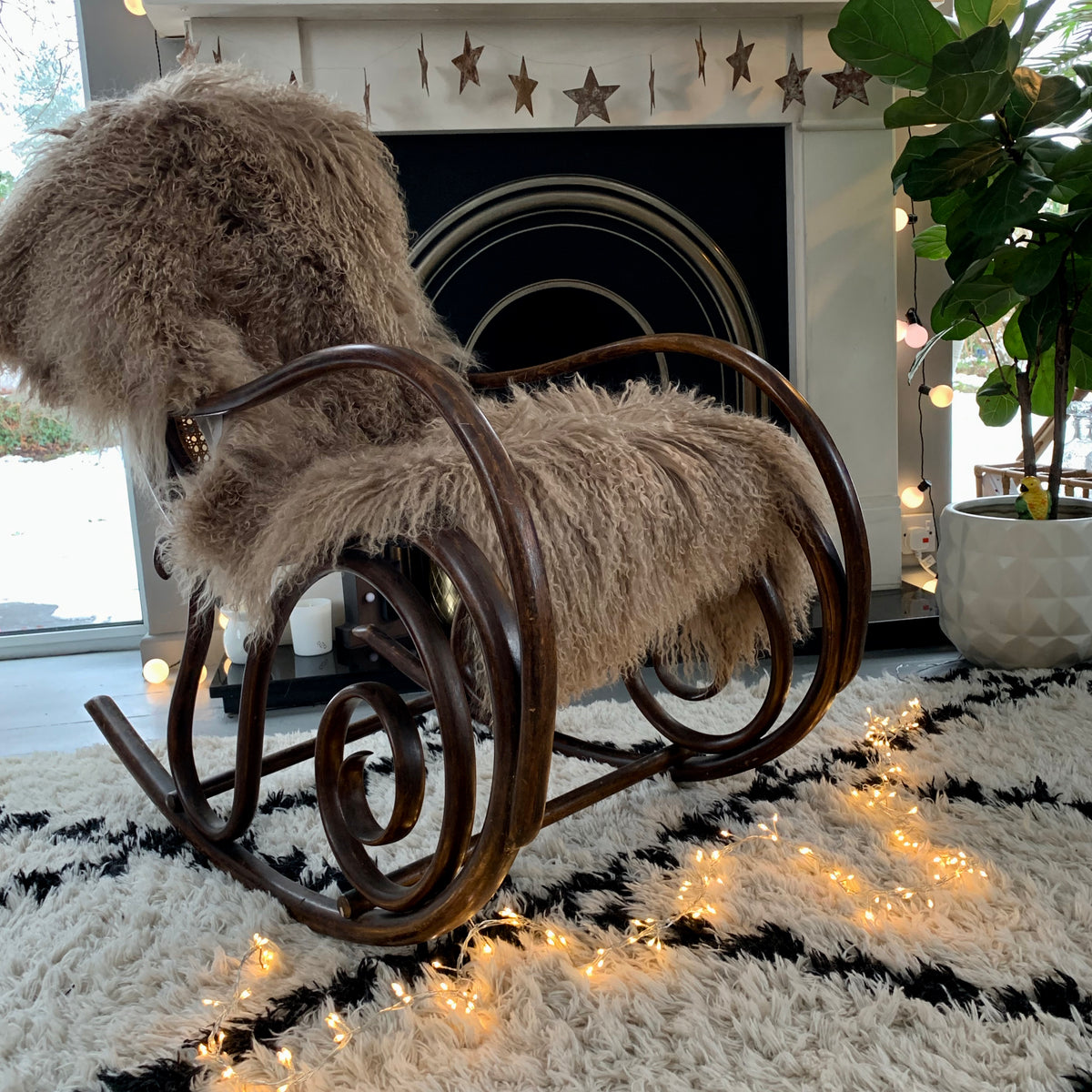 Caramel beige brown Mongolian Sheepskin throw sheet rug