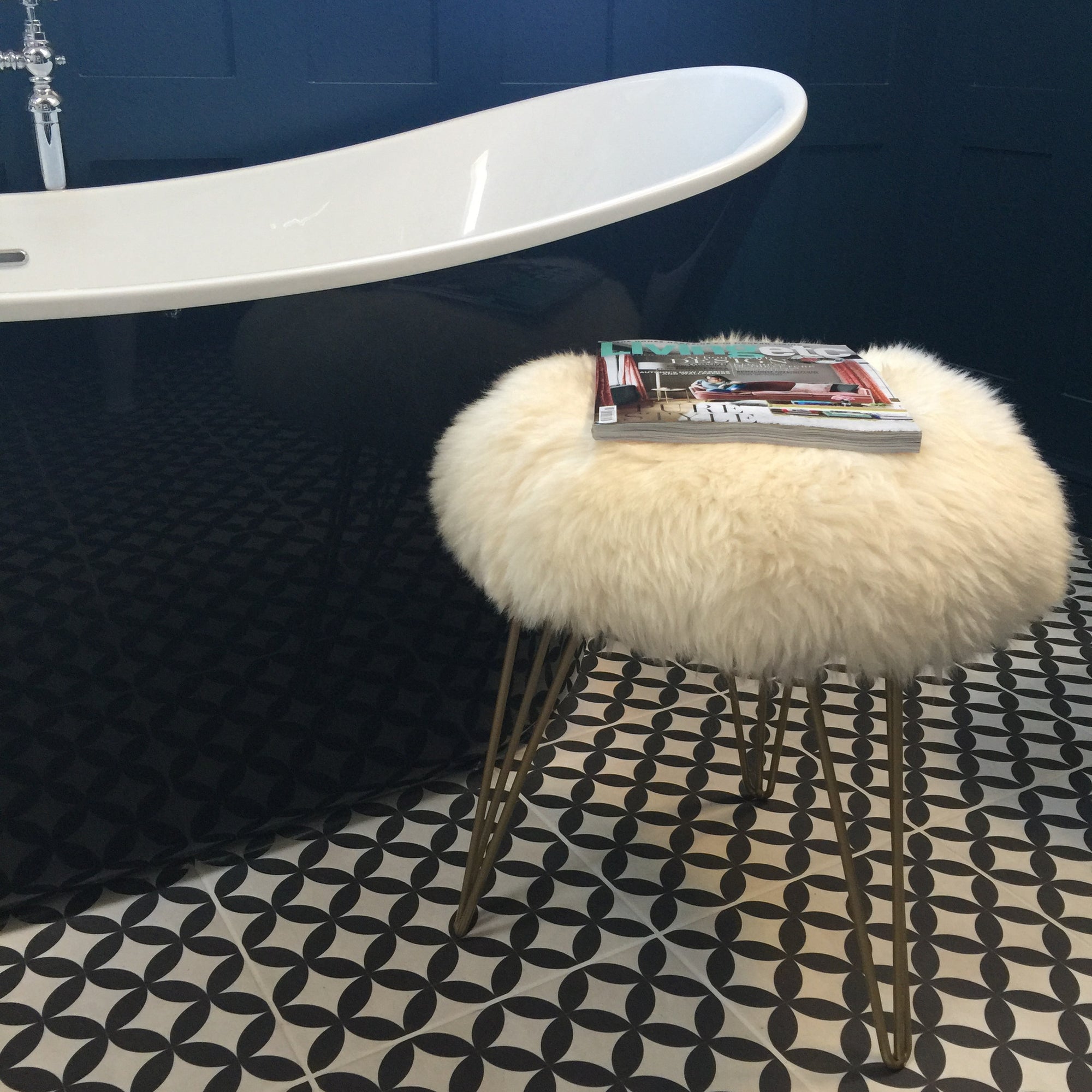 sheepskin stool in Natural white £139