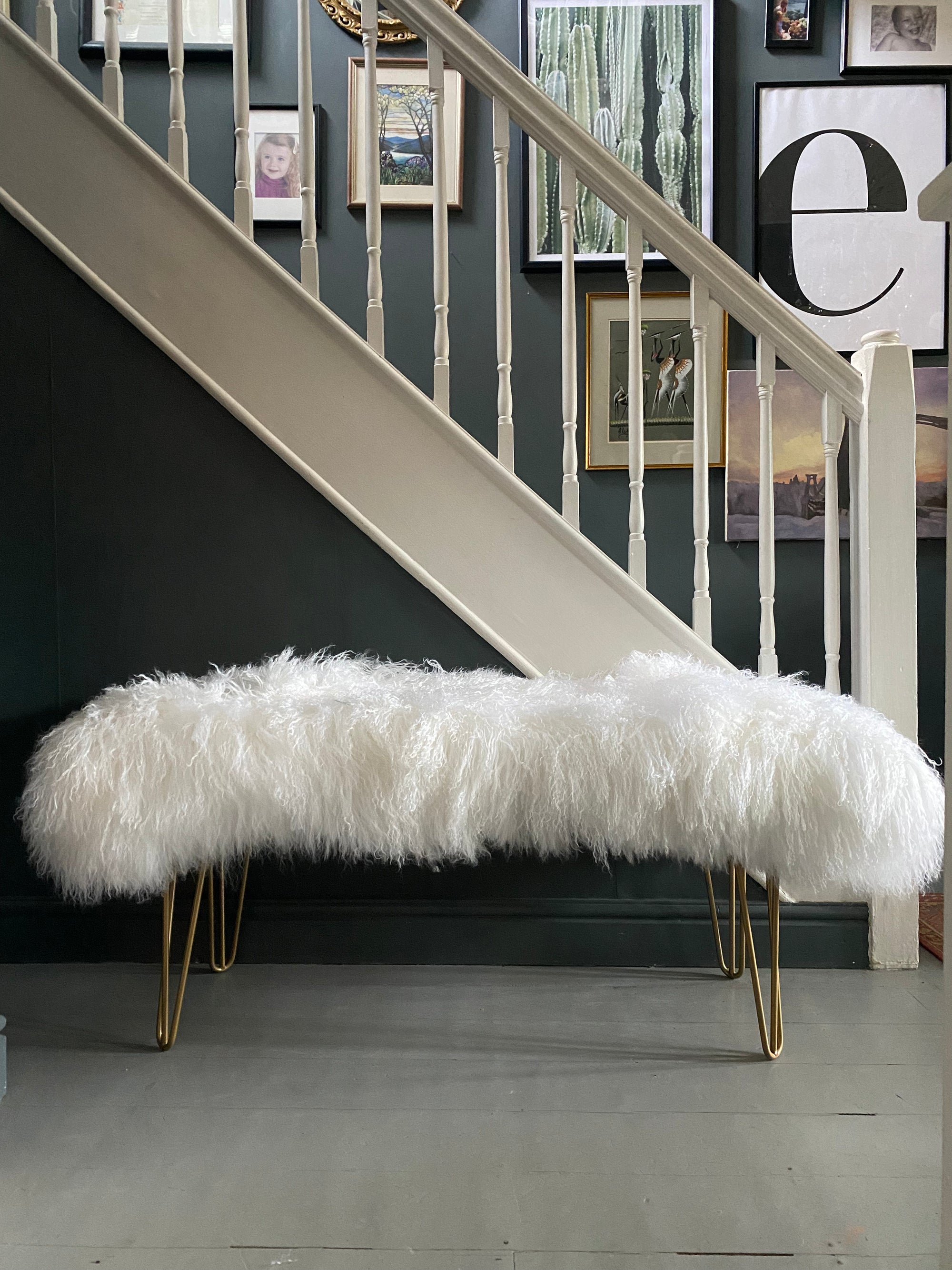 White mongolian sheepskin extra large 