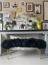 black Mongolian Sheepskin bench