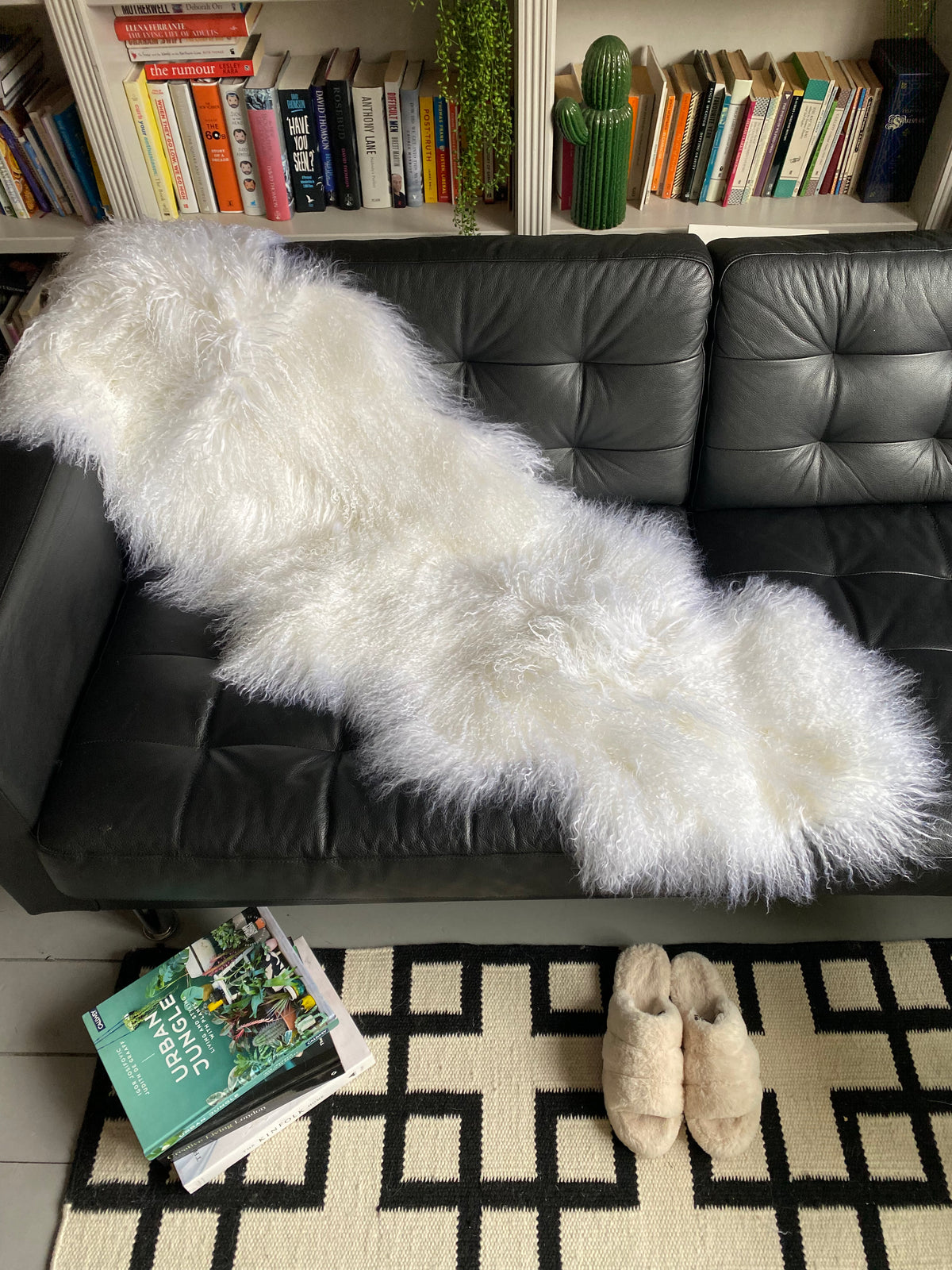 white Mongolian Sheepskin rug